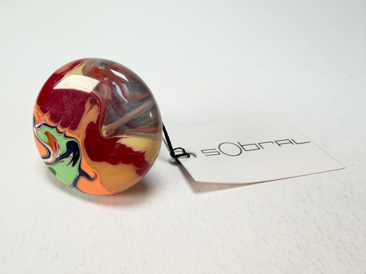 Sobral - Multi-Colour "Bead Efeitos" Pollock Resin Ring ( 004764 ) - Size UK O / US 7