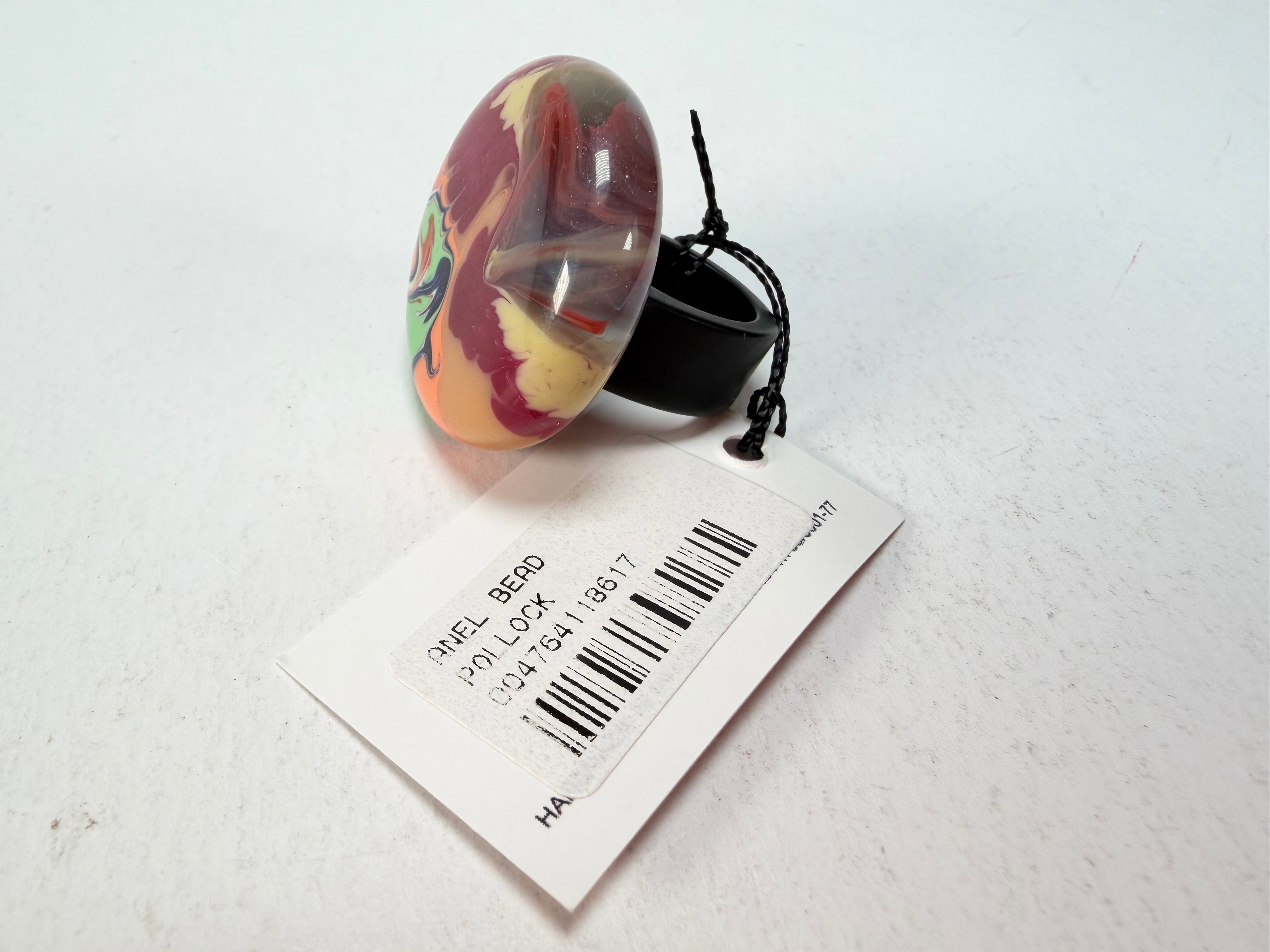 Sobral - Multi-Colour "Bead Efeitos" Pollock Resin Ring ( 004764 ) - Size UK O / US 7