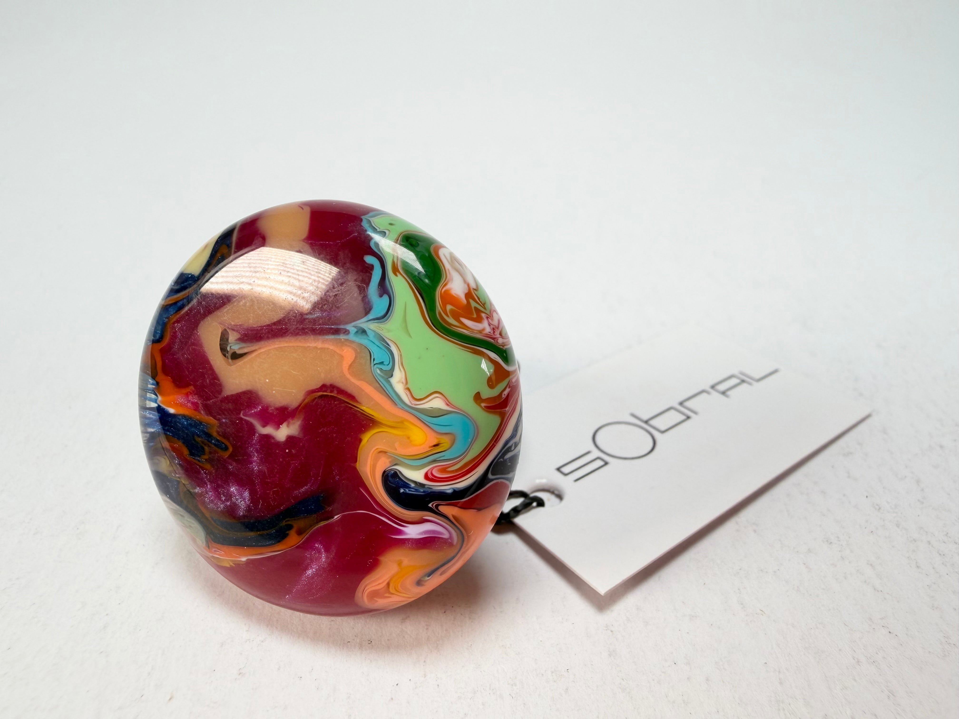 Sobral - Multi-Colour "Bead Efeitos" Pollock Resin Ring ( 004764 ) - Size UK P / US 8