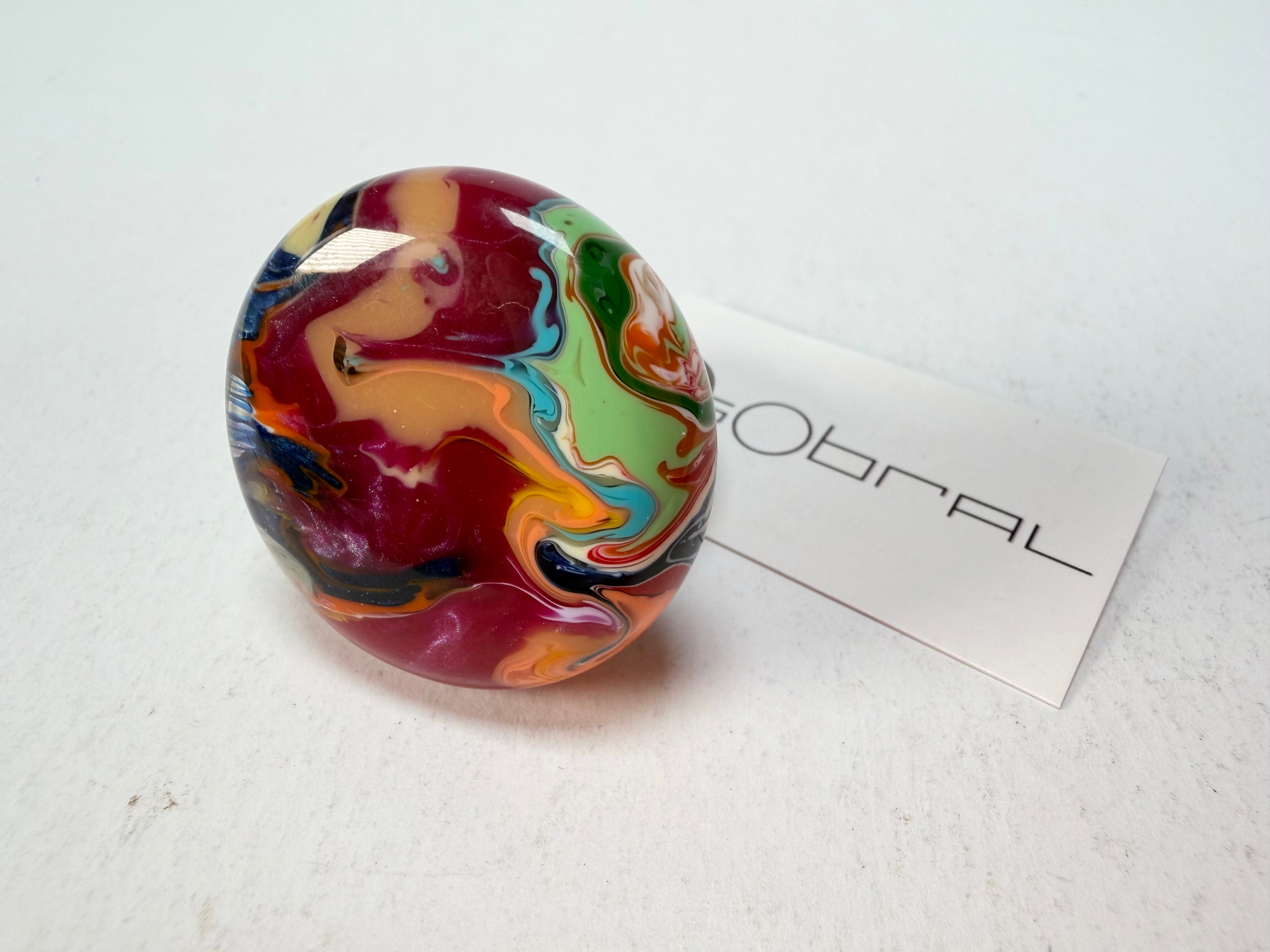 Sobral - Multi-Colour "Bead Efeitos" Pollock Resin Ring ( 004764 ) - Size UK P / US 8