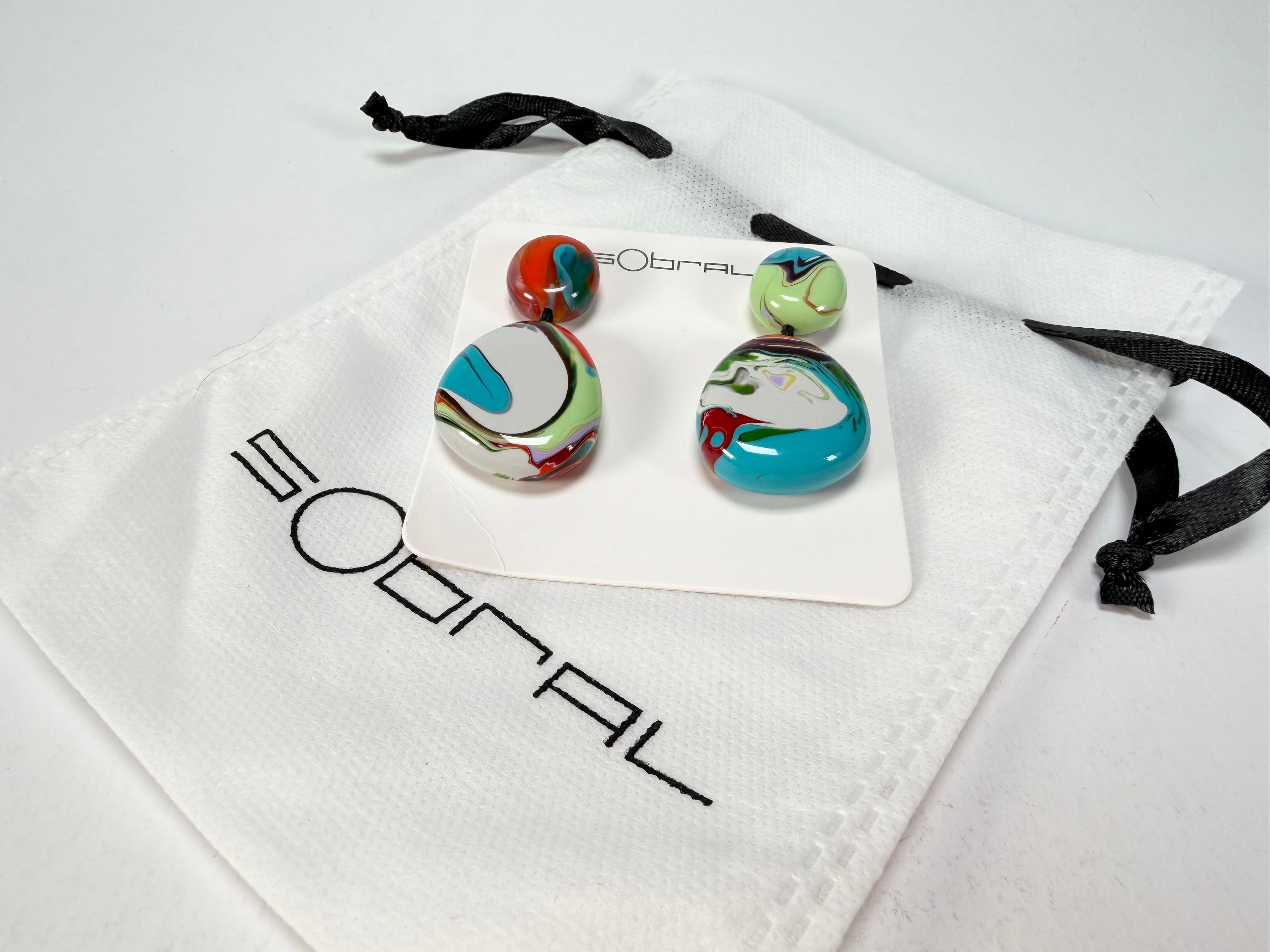 Sobral - Multi-Colour "Moni " Pollock Resin Earrings ( 004904 )