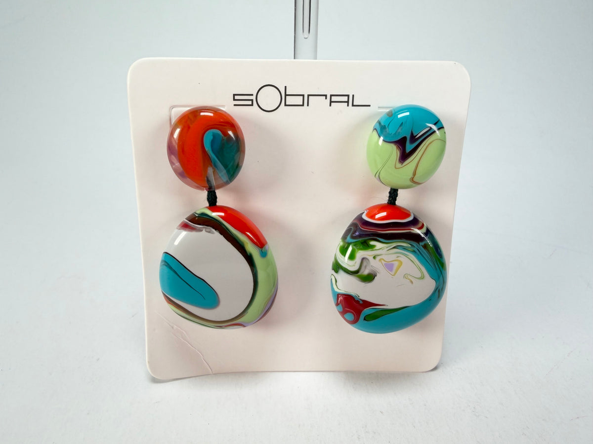 Sobral - Multi-Colour "Moni " Pollock Resin Earrings ( 004904 )