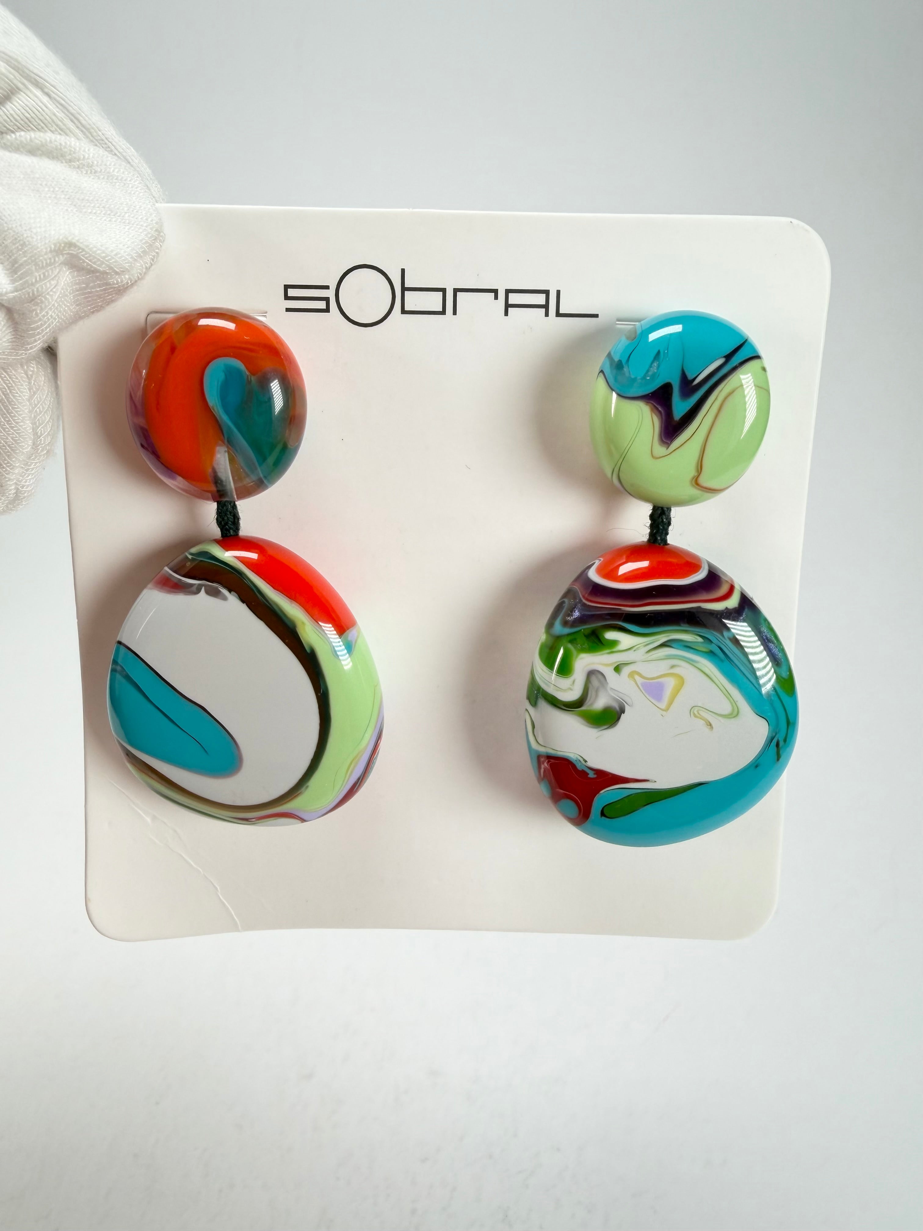 Sobral - Multi-Colour "Moni " Pollock Resin Earrings ( 004904 )