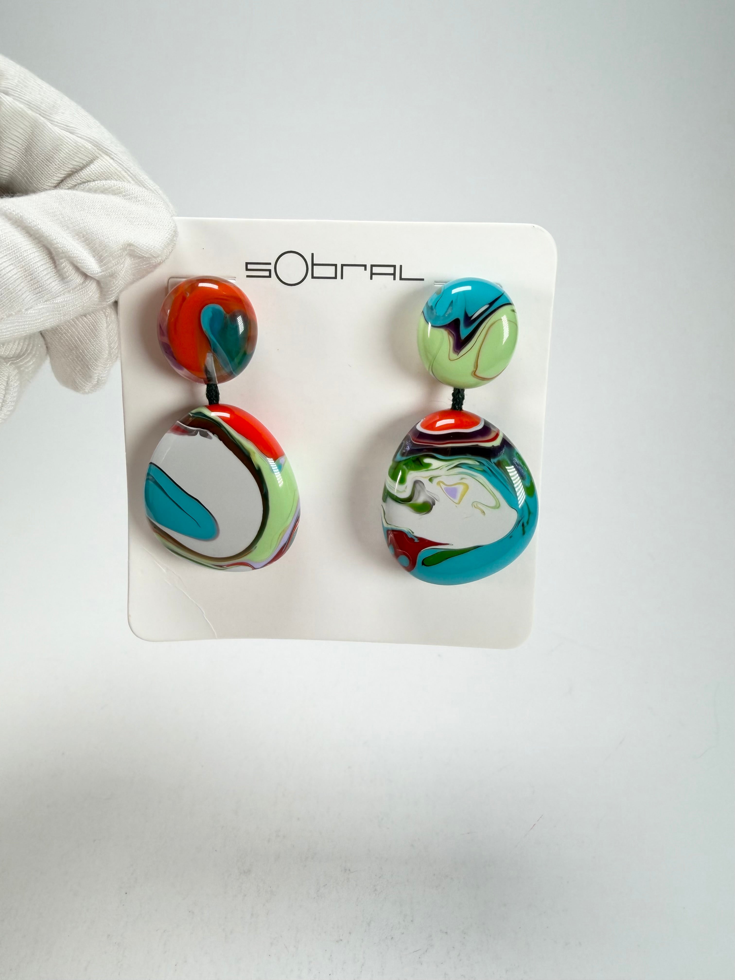 Sobral - Multi-Colour "Moni " Pollock Resin Earrings ( 004904 )