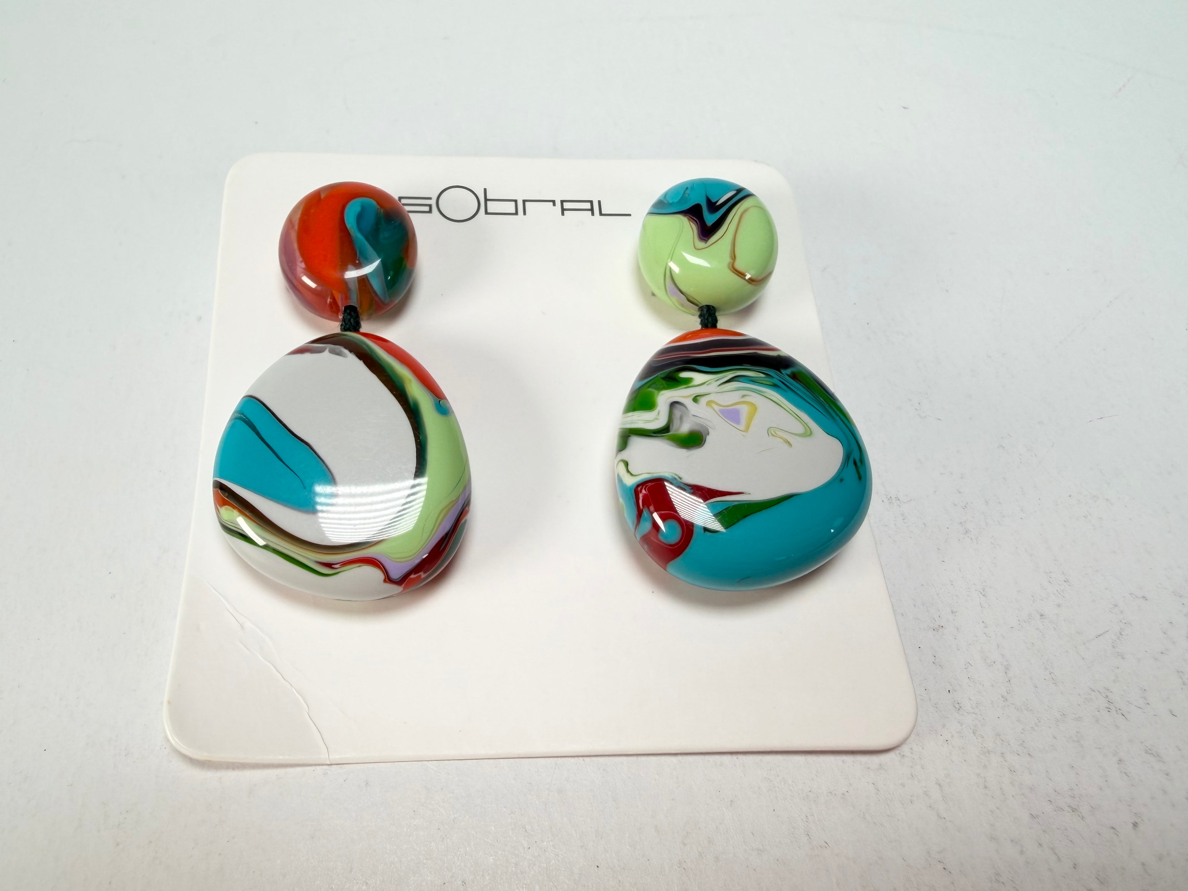 Sobral - Multi-Colour "Moni " Pollock Resin Earrings ( 004904 )
