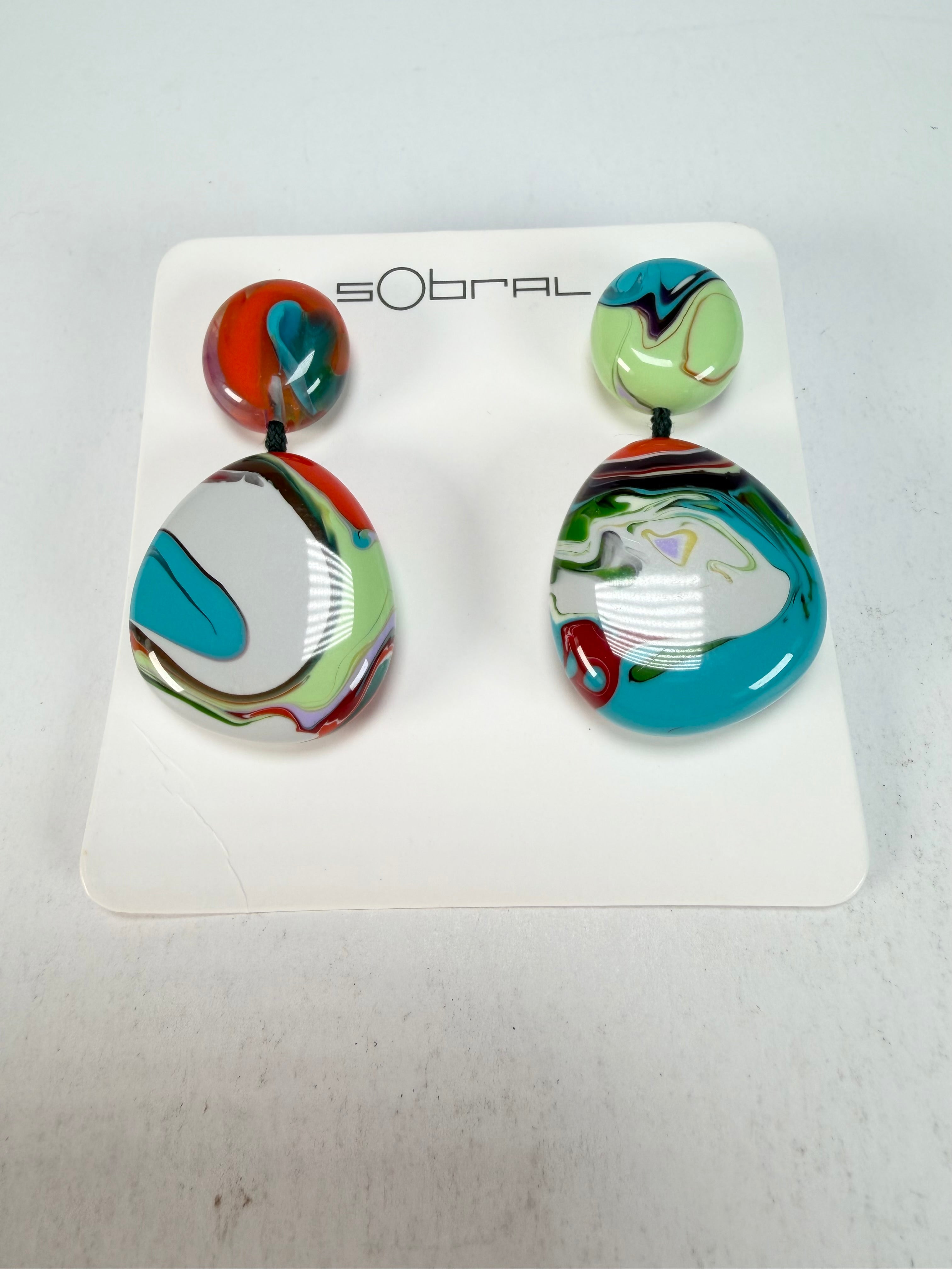 Sobral - Multi-Colour "Moni " Pollock Resin Earrings ( 004904 )