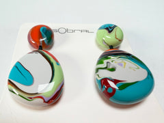 Sobral - Multi-Colour "Moni " Pollock Resin Earrings ( 004904 )