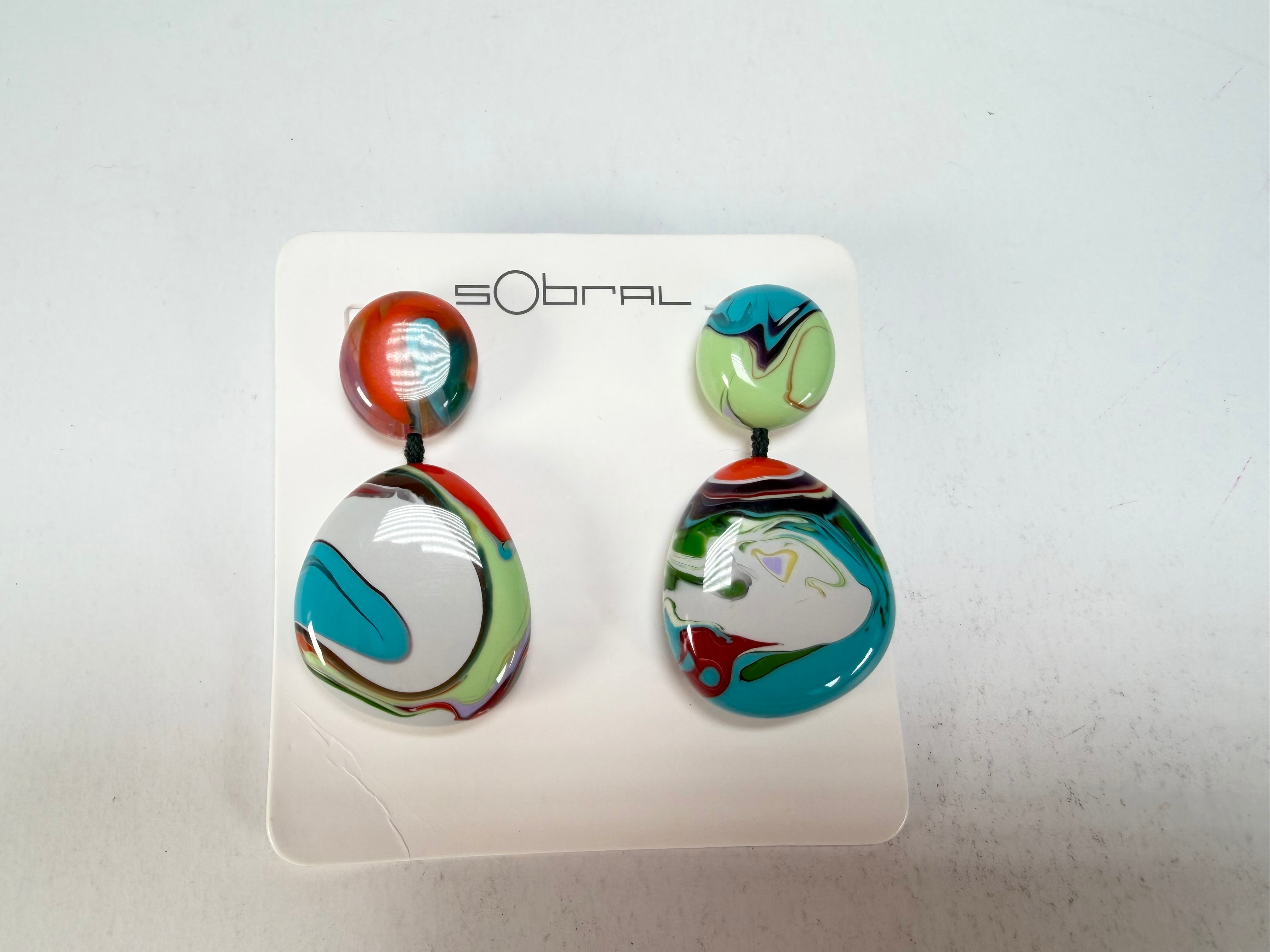 Sobral - Multi-Colour "Moni " Pollock Resin Earrings ( 004904 )