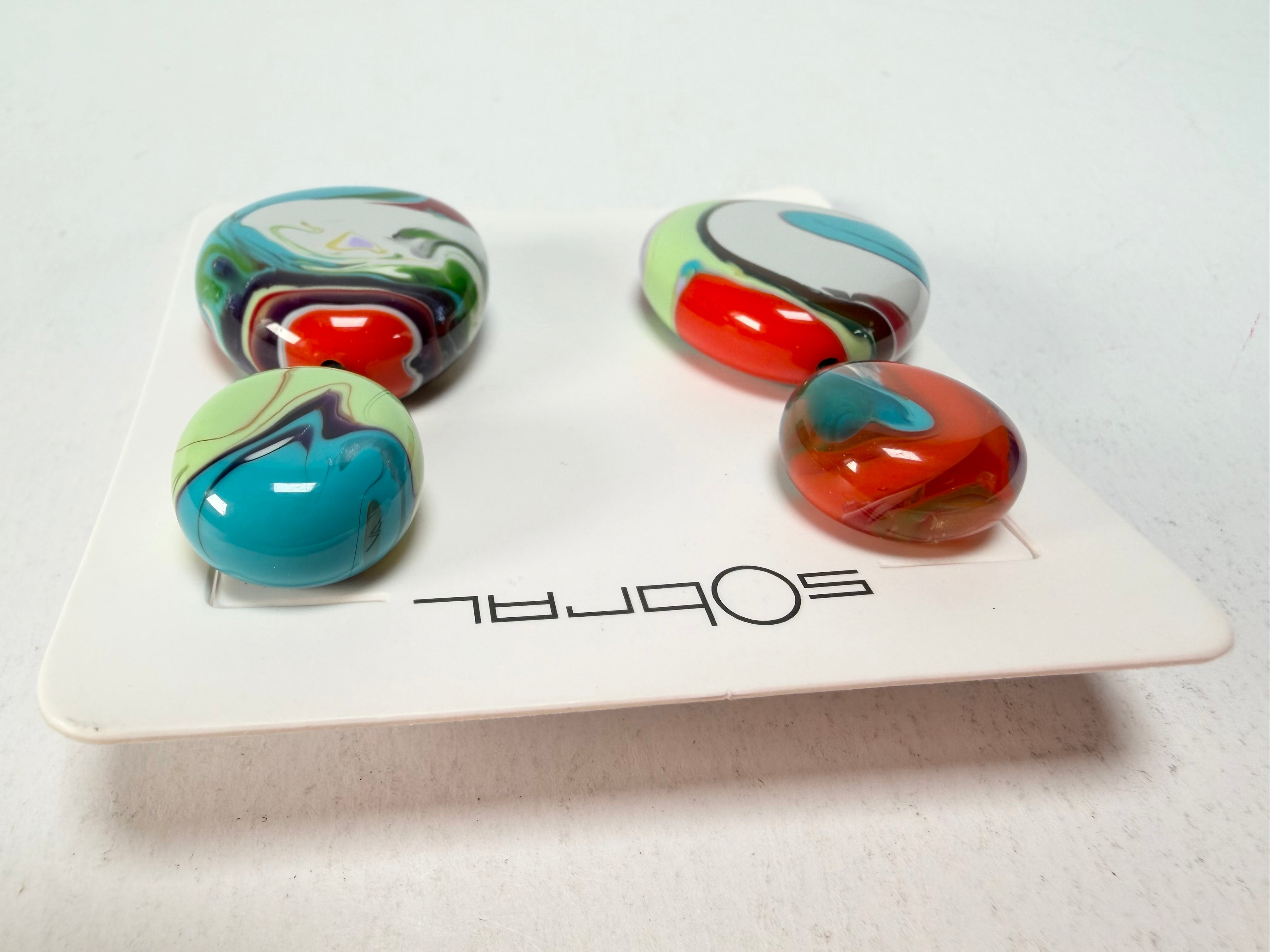 Sobral - Multi-Colour "Moni " Pollock Resin Earrings ( 004904 )