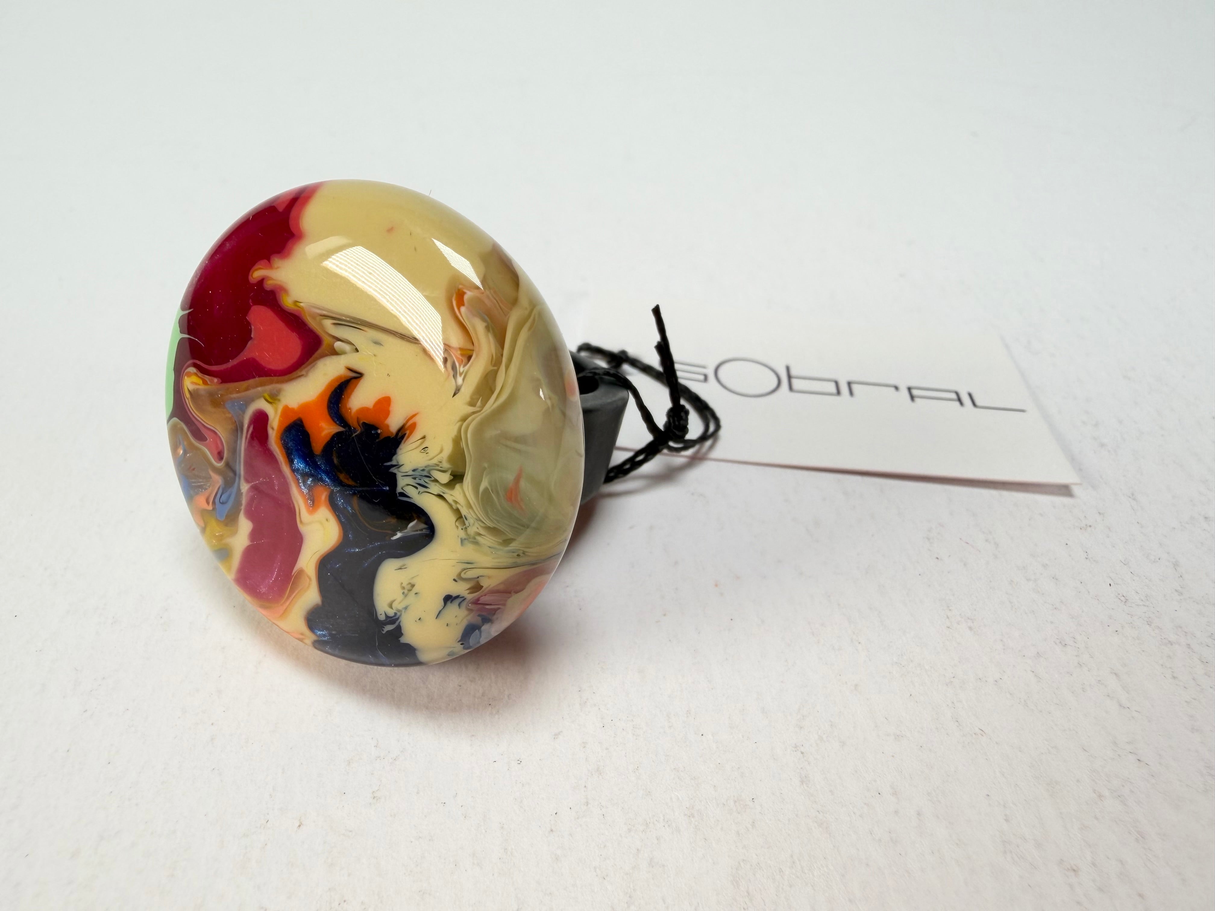 Sobral - Multi-Colour "Bead Efeitos" Pollock Resin Ring ( 004764 ) - Size UK S / US 9