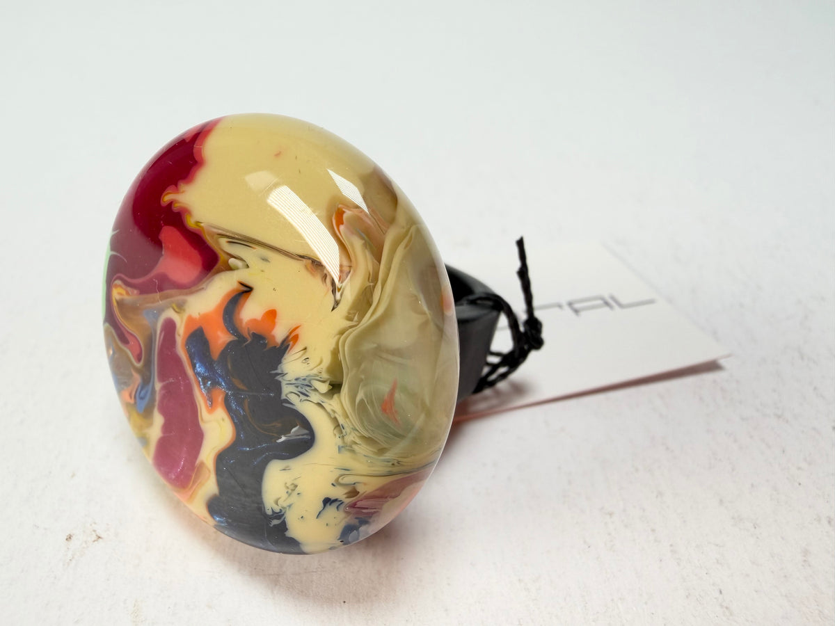 Sobral - Multi-Colour "Bead Efeitos" Pollock Resin Ring ( 004764 ) - Size UK S / US 9
