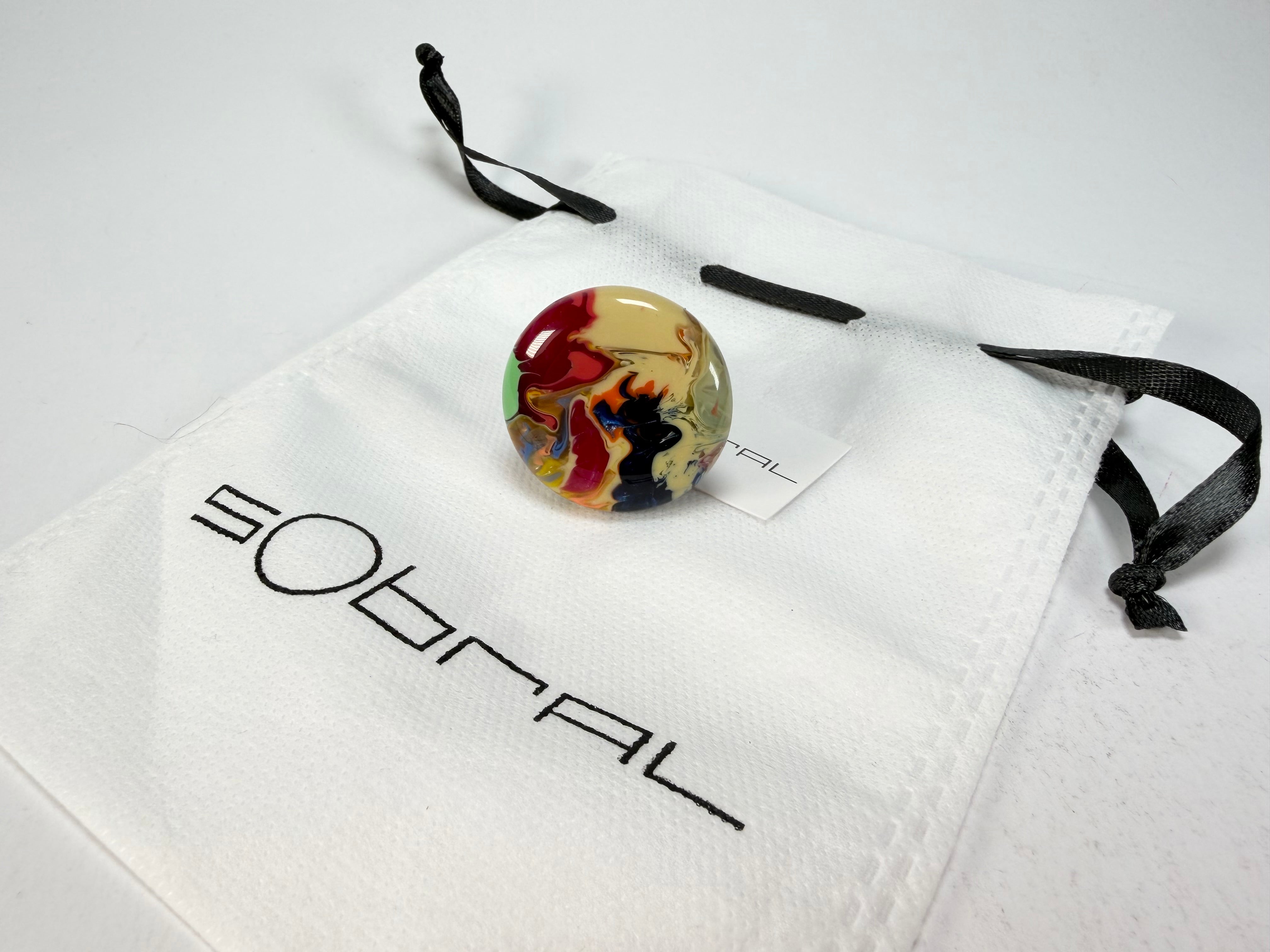 Sobral - Multi-Colour "Bead Efeitos" Pollock Resin Ring ( 004764 ) - Size UK S / US 9