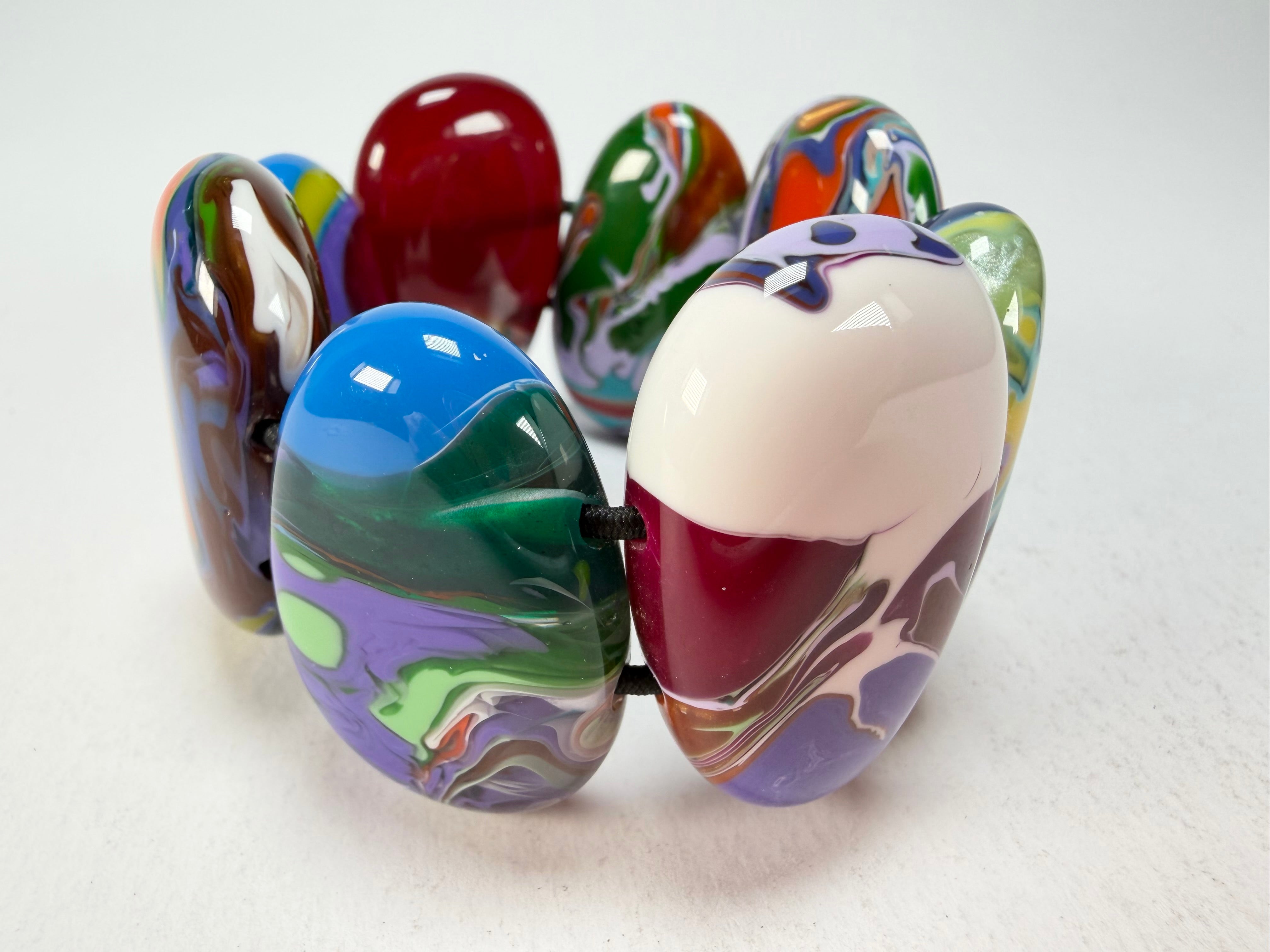 Sobral - Multi-Colour "Folha" Pollock Elasticated Resin Bracelet ( 005519 )