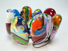 Sobral - Multi-Colour "Folha" Pollock Elasticated Resin Bracelet ( 005519 )