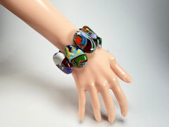Sobral - Multi-Colour "Folha" Pollock Elasticated Resin Bracelet ( 005519 )