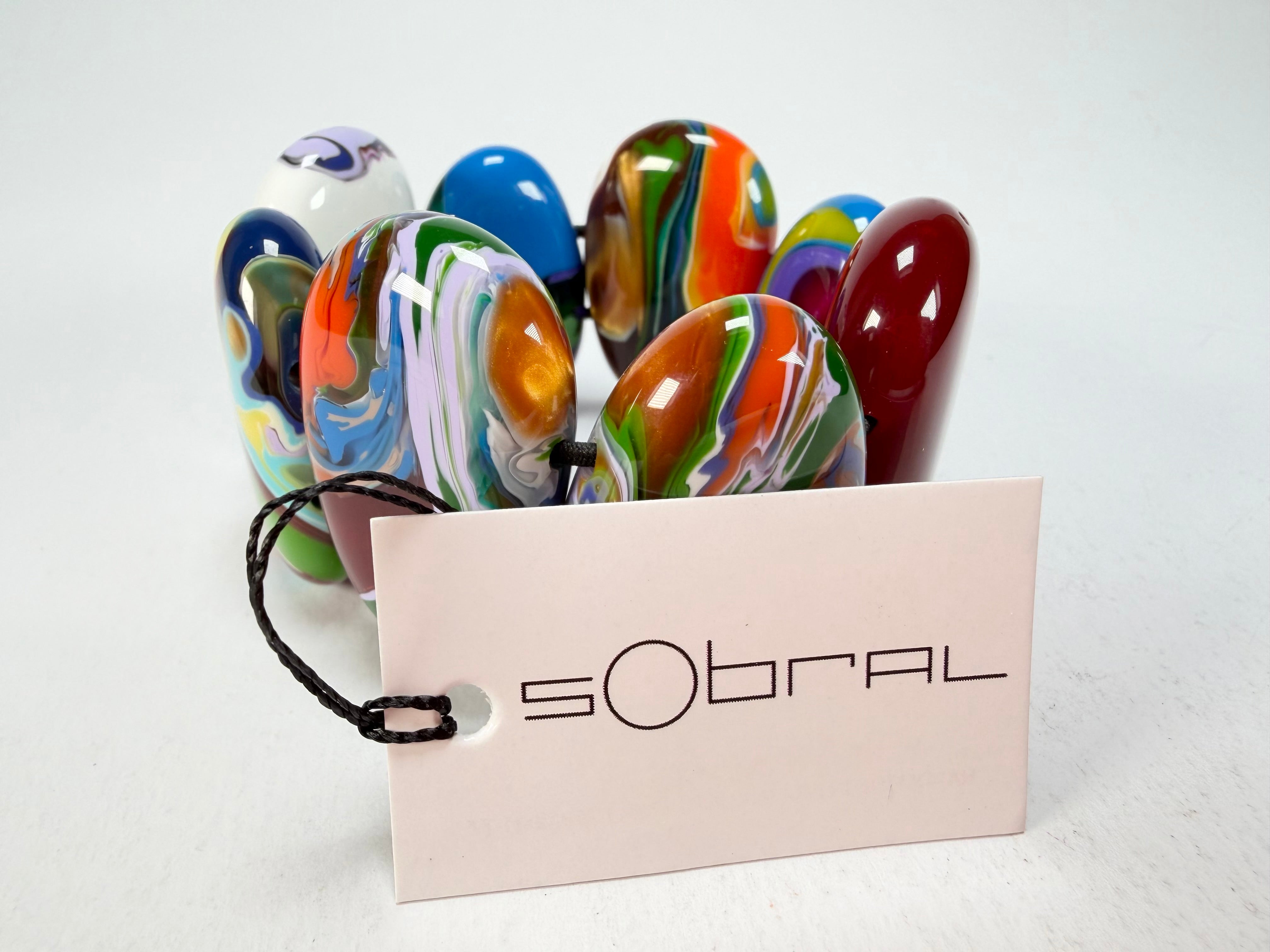 Sobral - Multi-Colour "Folha" Pollock Elasticated Resin Bracelet ( 005519 )
