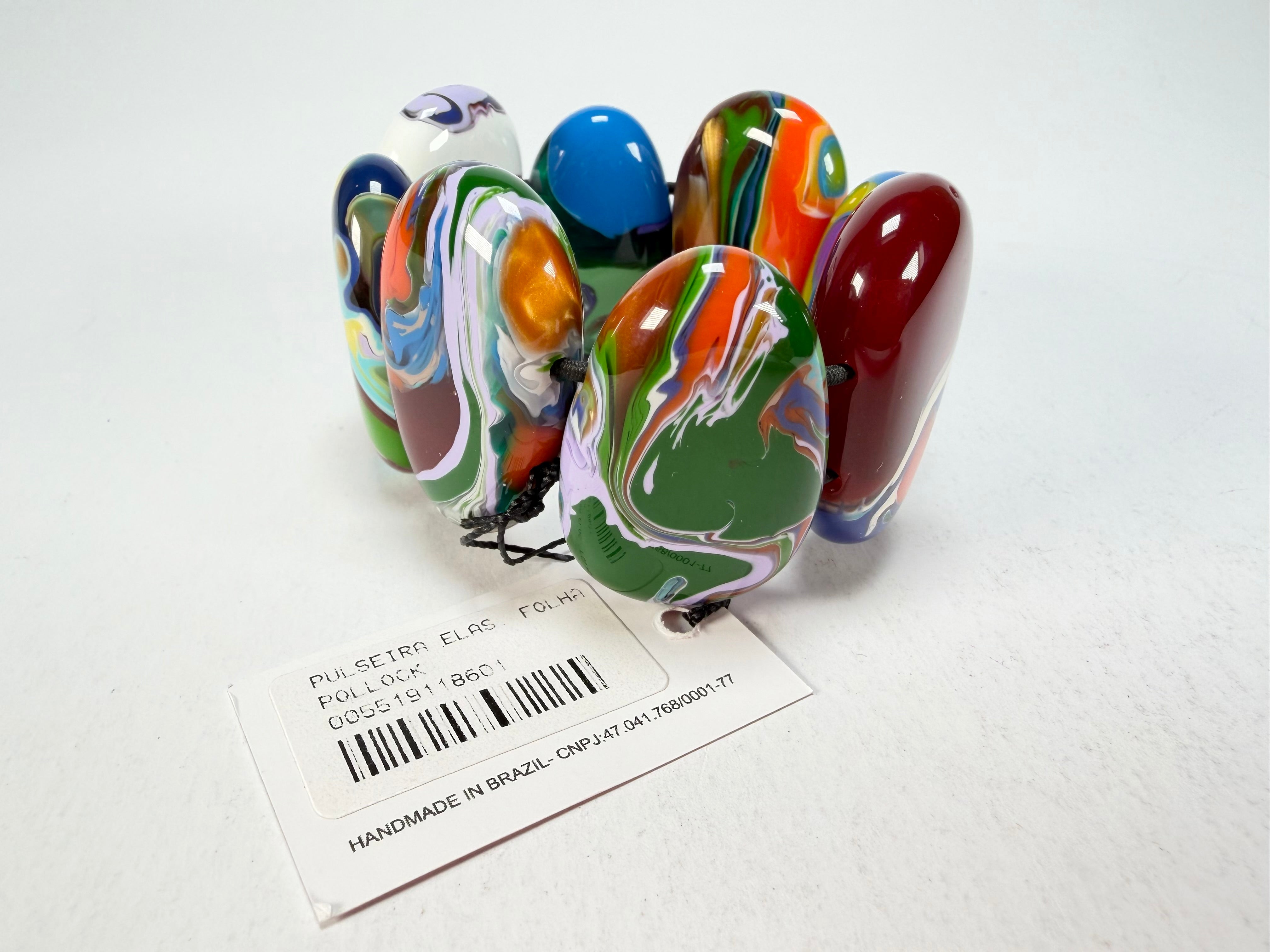 Sobral - Multi-Colour "Folha" Pollock Elasticated Resin Bracelet ( 005519 )