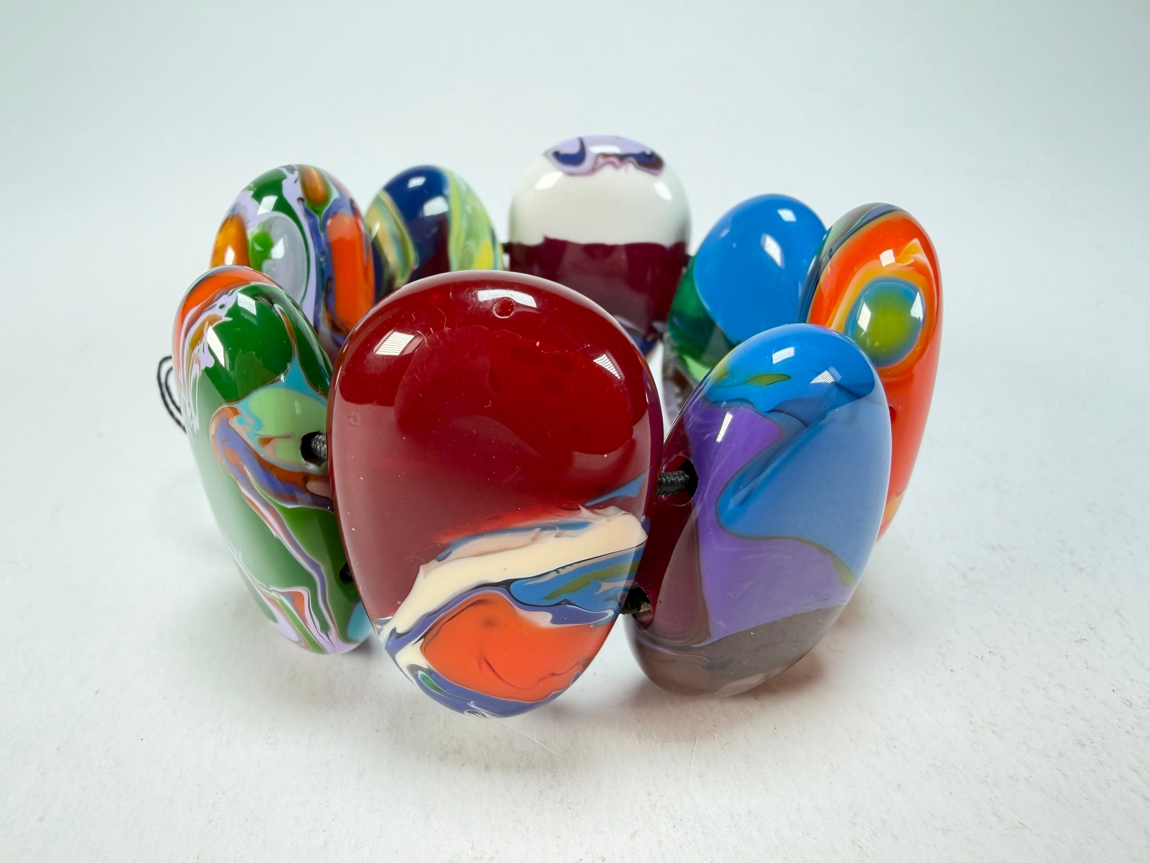 Sobral - Multi-Colour "Folha" Pollock Elasticated Resin Bracelet ( 005519 )