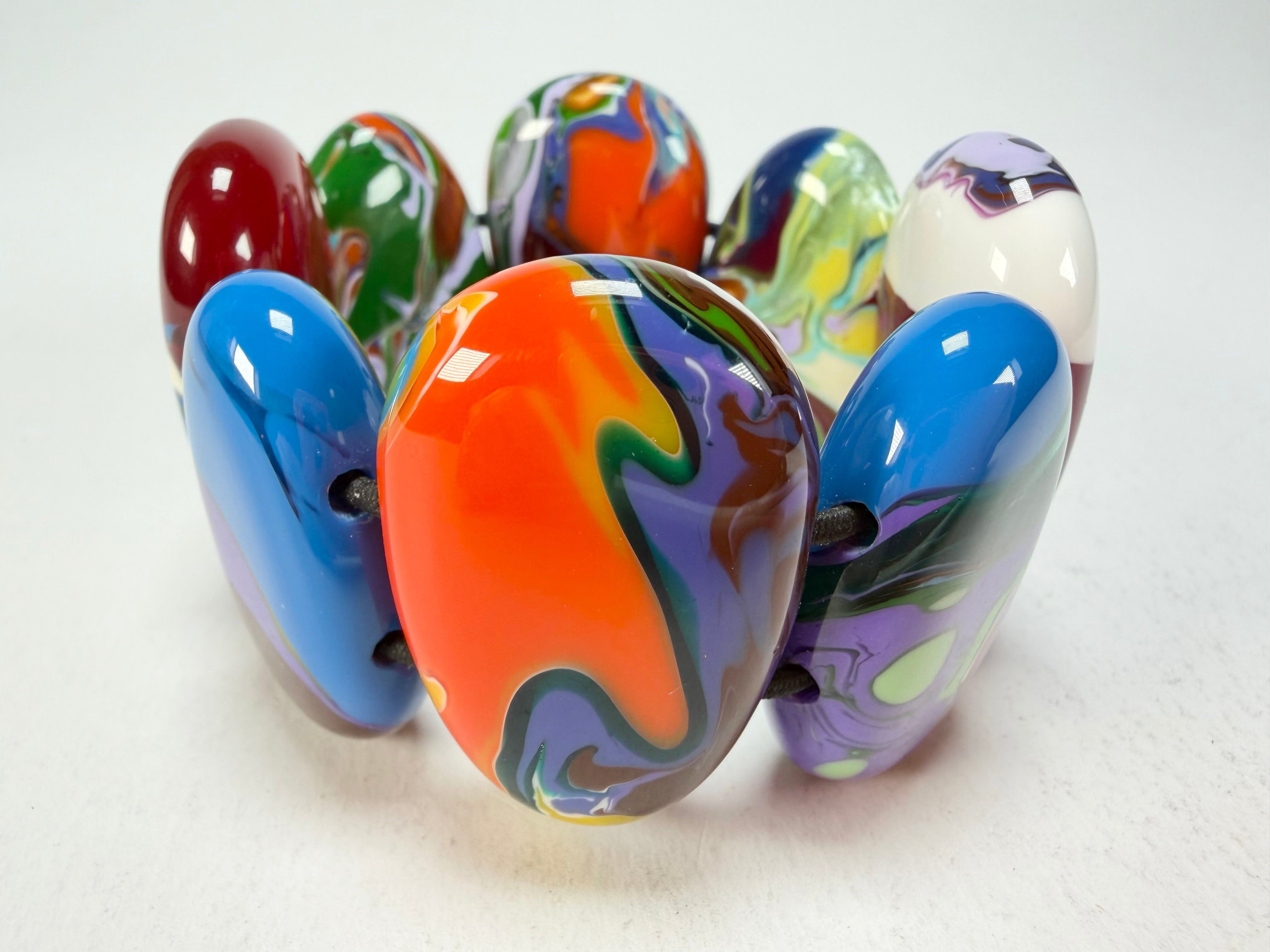 Sobral - Multi-Colour "Folha" Pollock Elasticated Resin Bracelet ( 005519 )