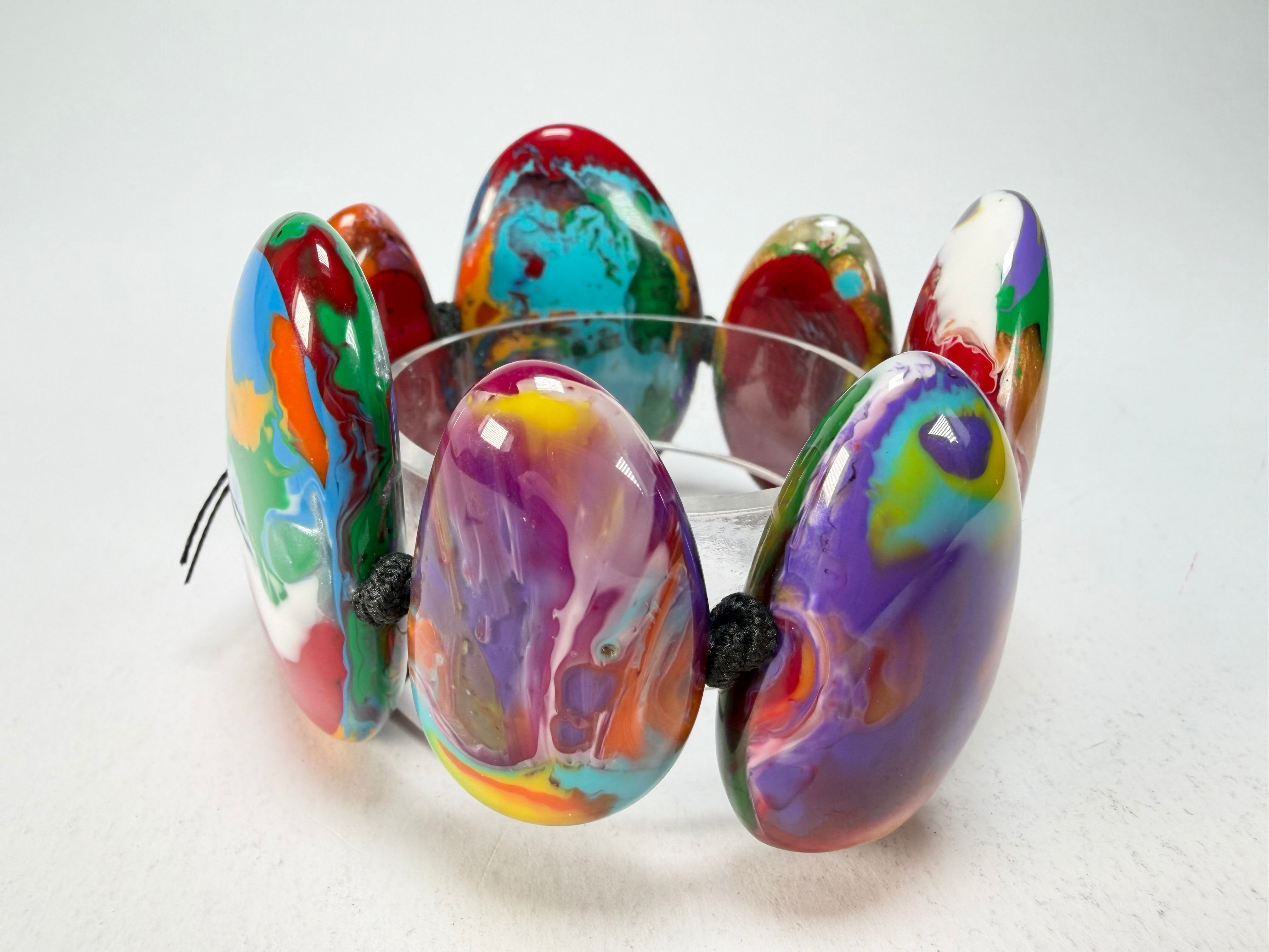 Sobral - Multi-Colour "Wassily" Pollock Elasticated Resin Bracelet ( 003716 )