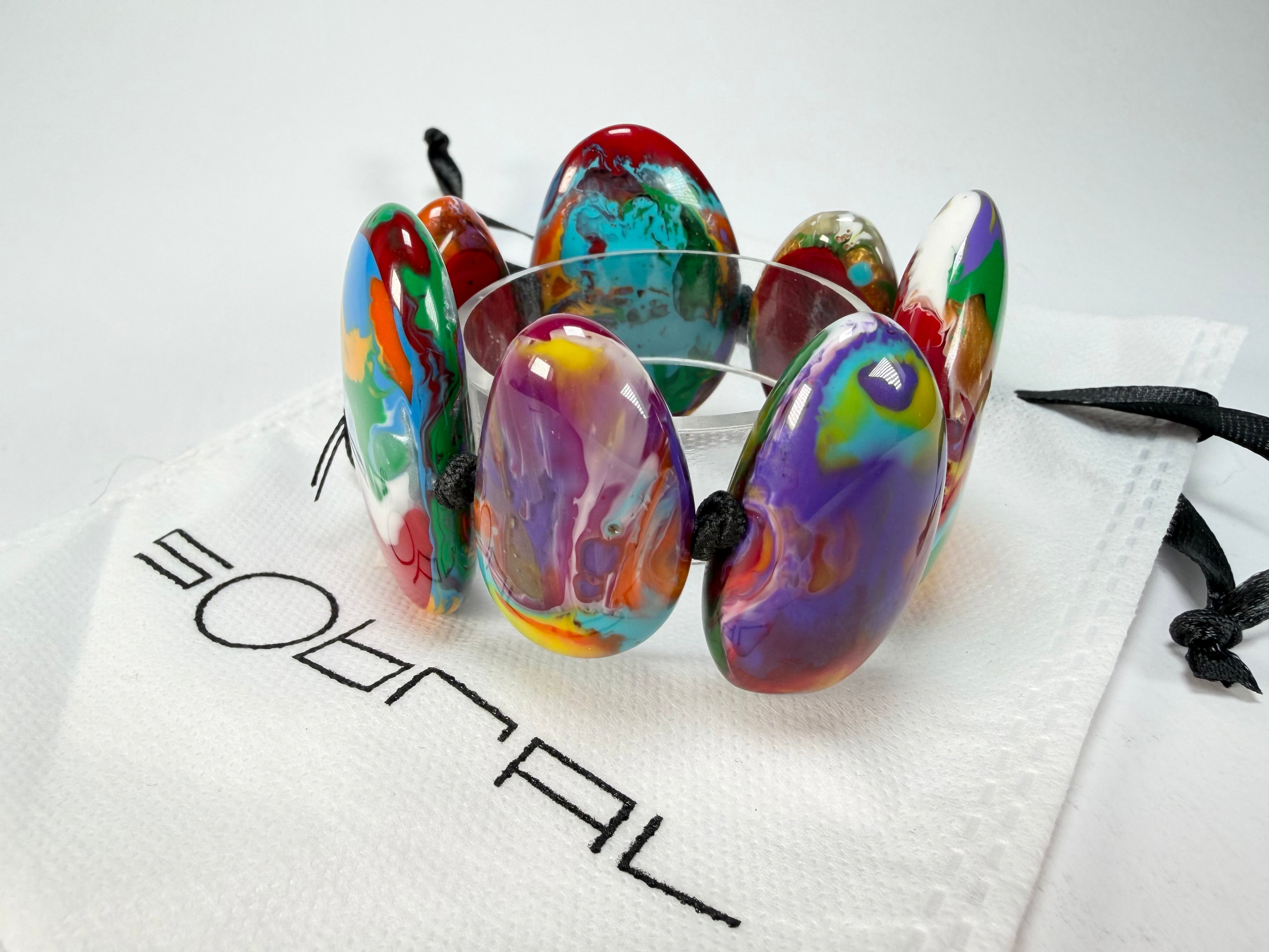 Sobral - Multi-Colour "Wassily" Pollock Elasticated Resin Bracelet ( 003716 )
