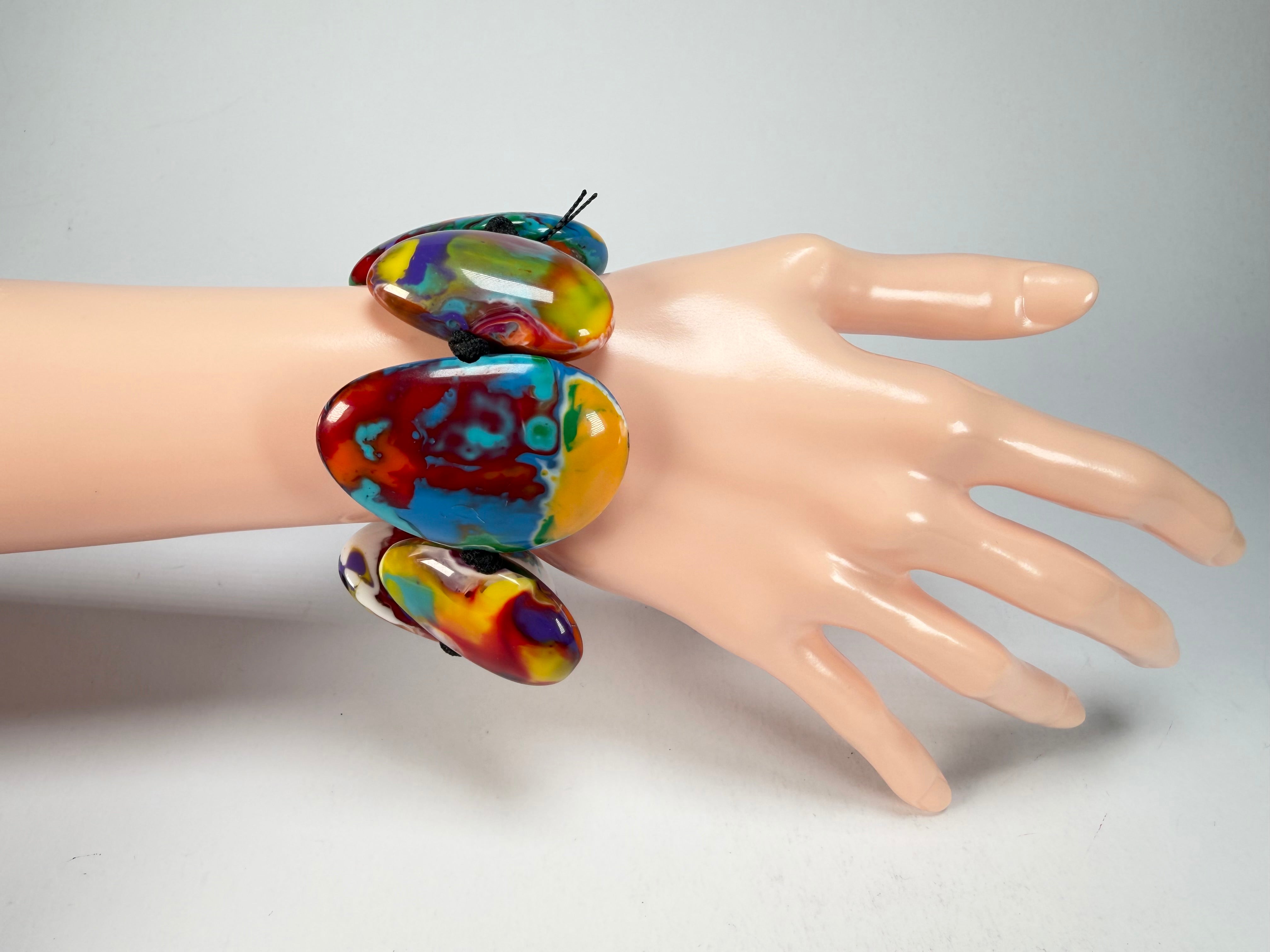 Sobral - Multi-Colour "Wassily" Pollock Elasticated Resin Bracelet ( 003716 )