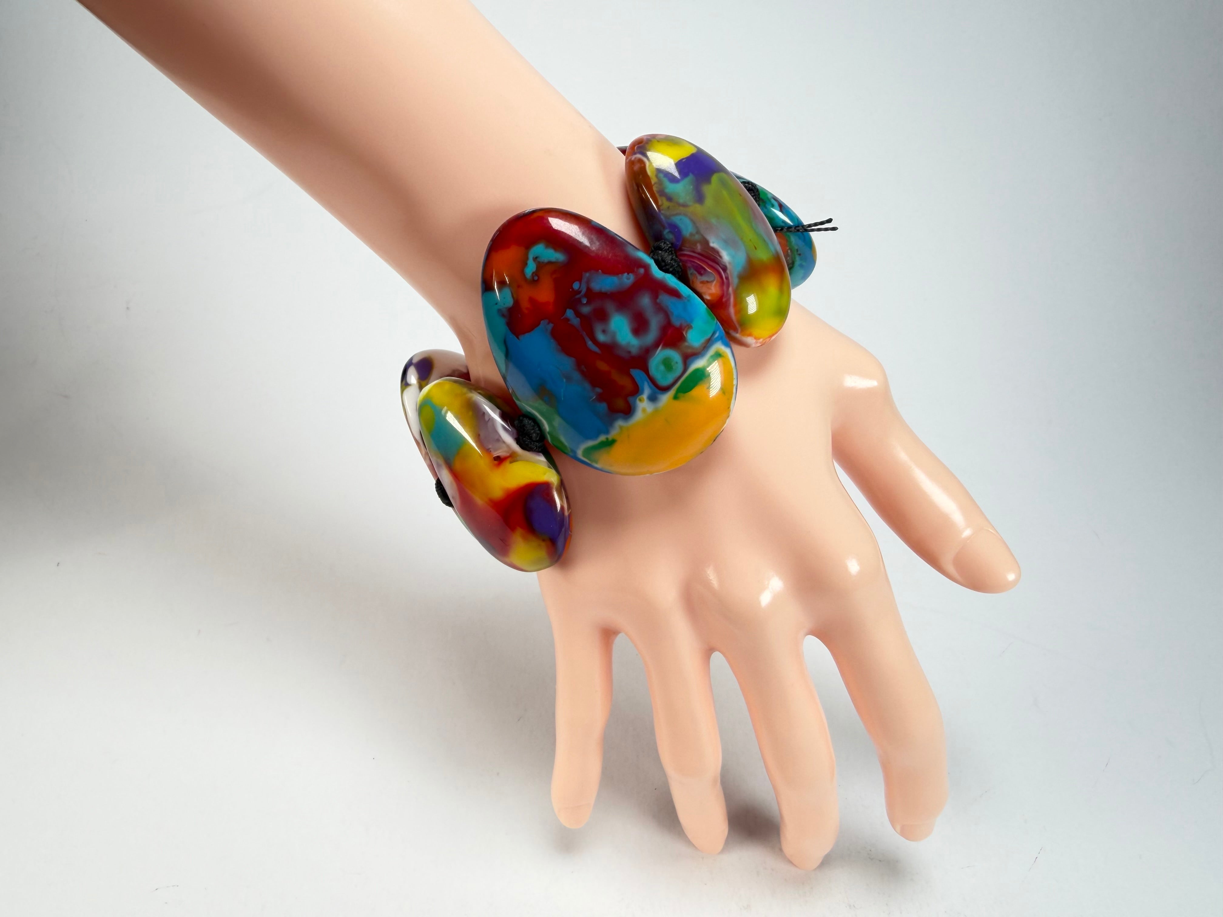 Sobral - Multi-Colour "Wassily" Pollock Elasticated Resin Bracelet ( 003716 )