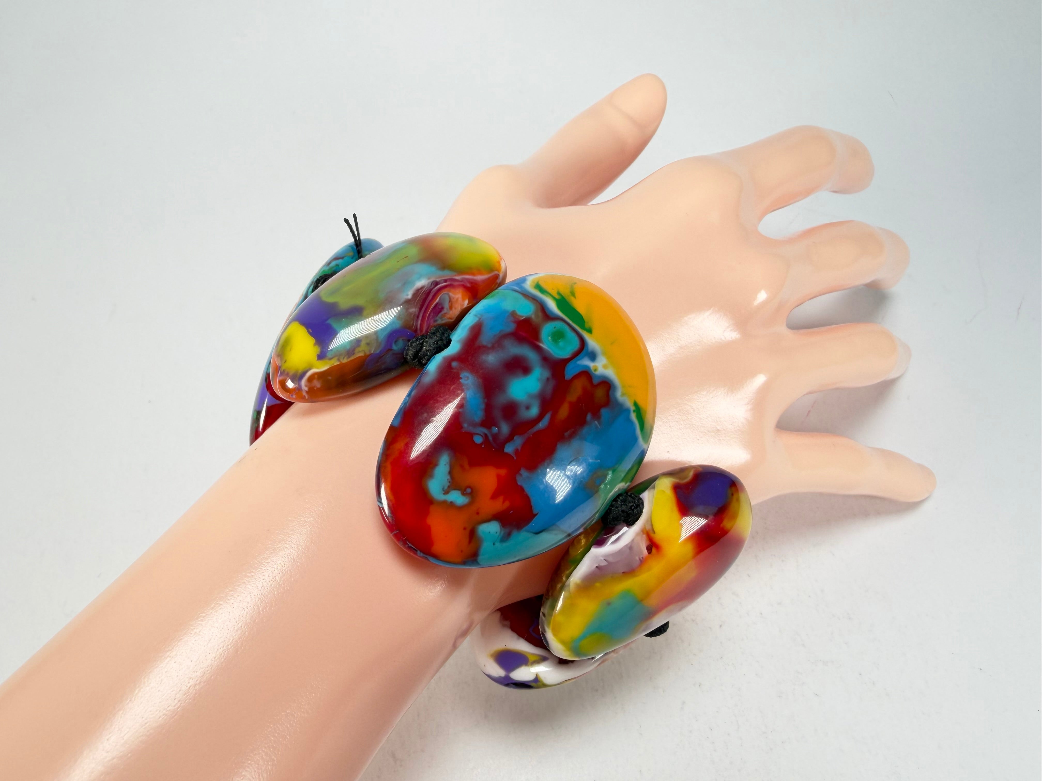Sobral - Multi-Colour "Wassily" Pollock Elasticated Resin Bracelet ( 003716 )