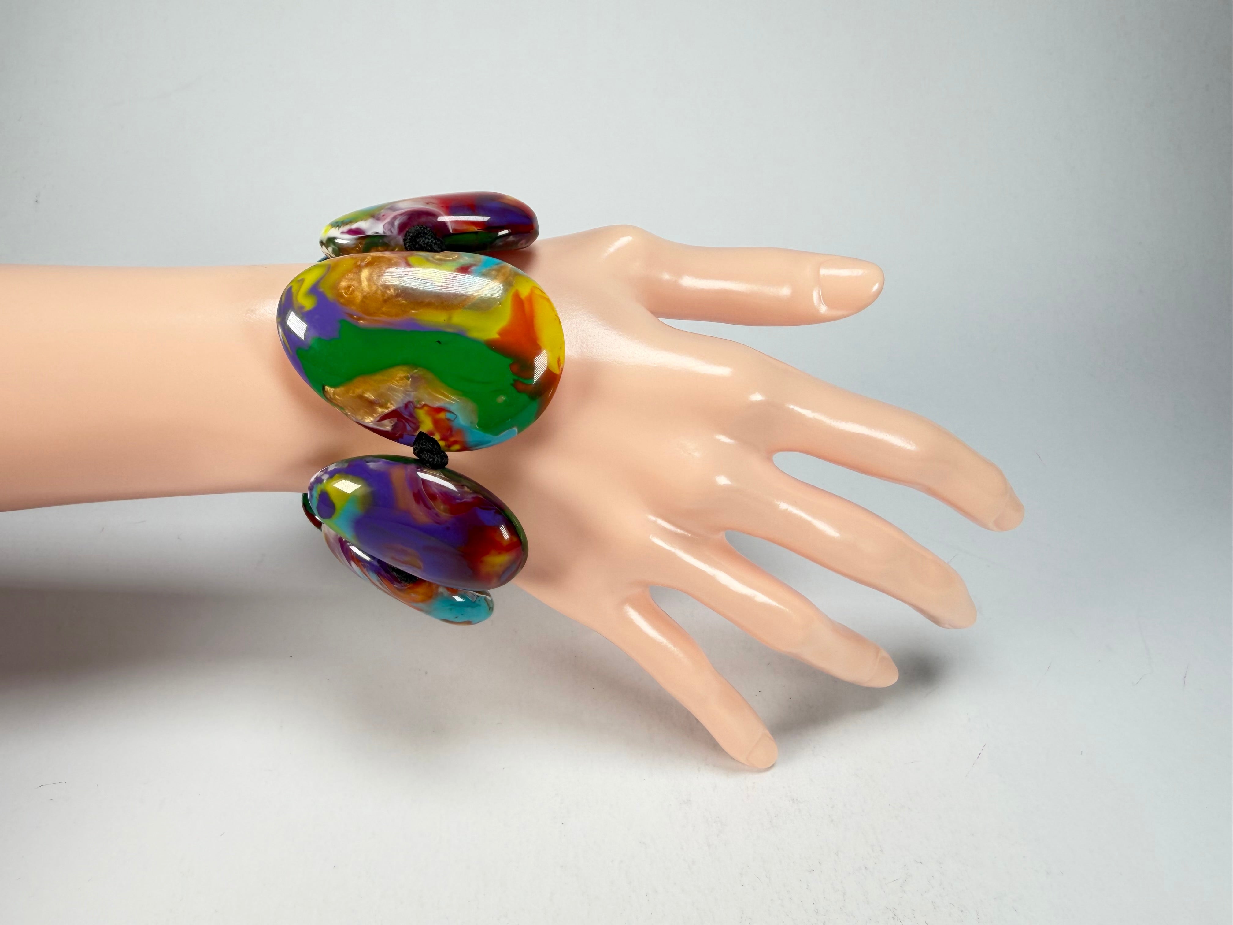 Sobral - Multi-Colour "Wassily" Pollock Elasticated Resin Bracelet ( 003716 )