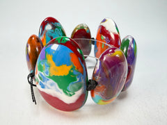 Sobral - Multi-Colour "Wassily" Pollock Elasticated Resin Bracelet ( 003716 )