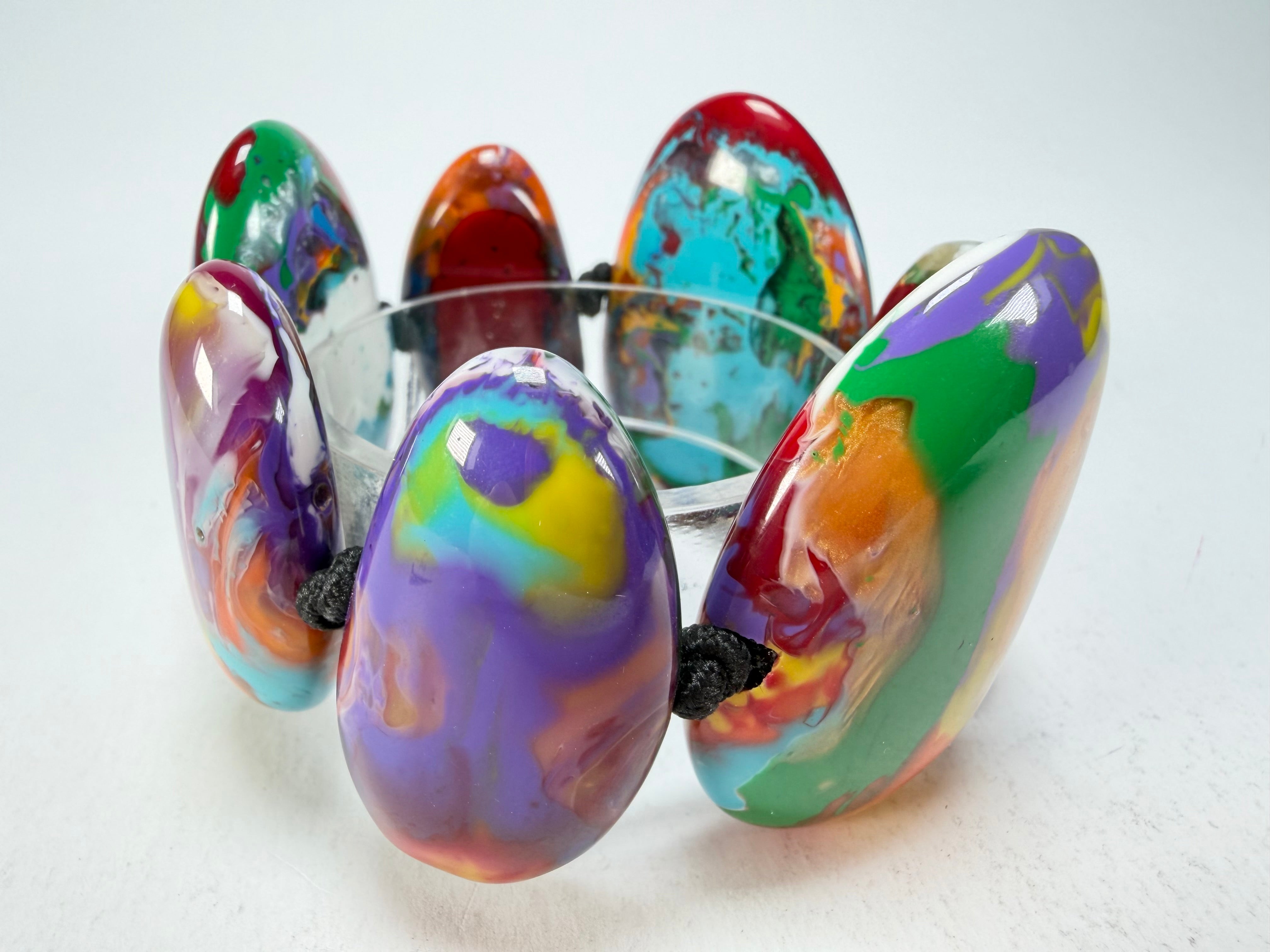 Sobral - Multi-Colour "Wassily" Pollock Elasticated Resin Bracelet ( 003716 )