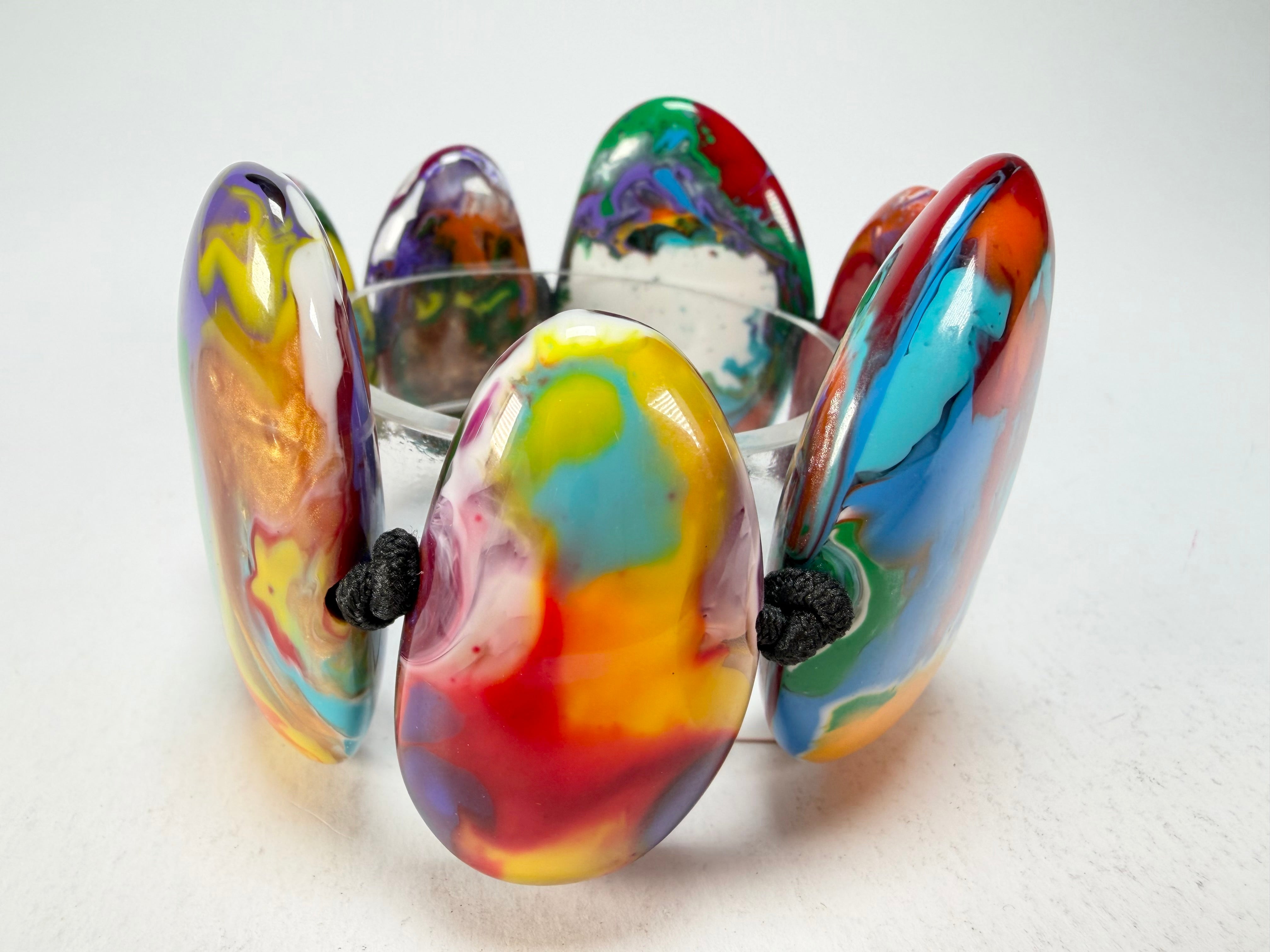 Sobral - Multi-Colour "Wassily" Pollock Elasticated Resin Bracelet ( 003716 )