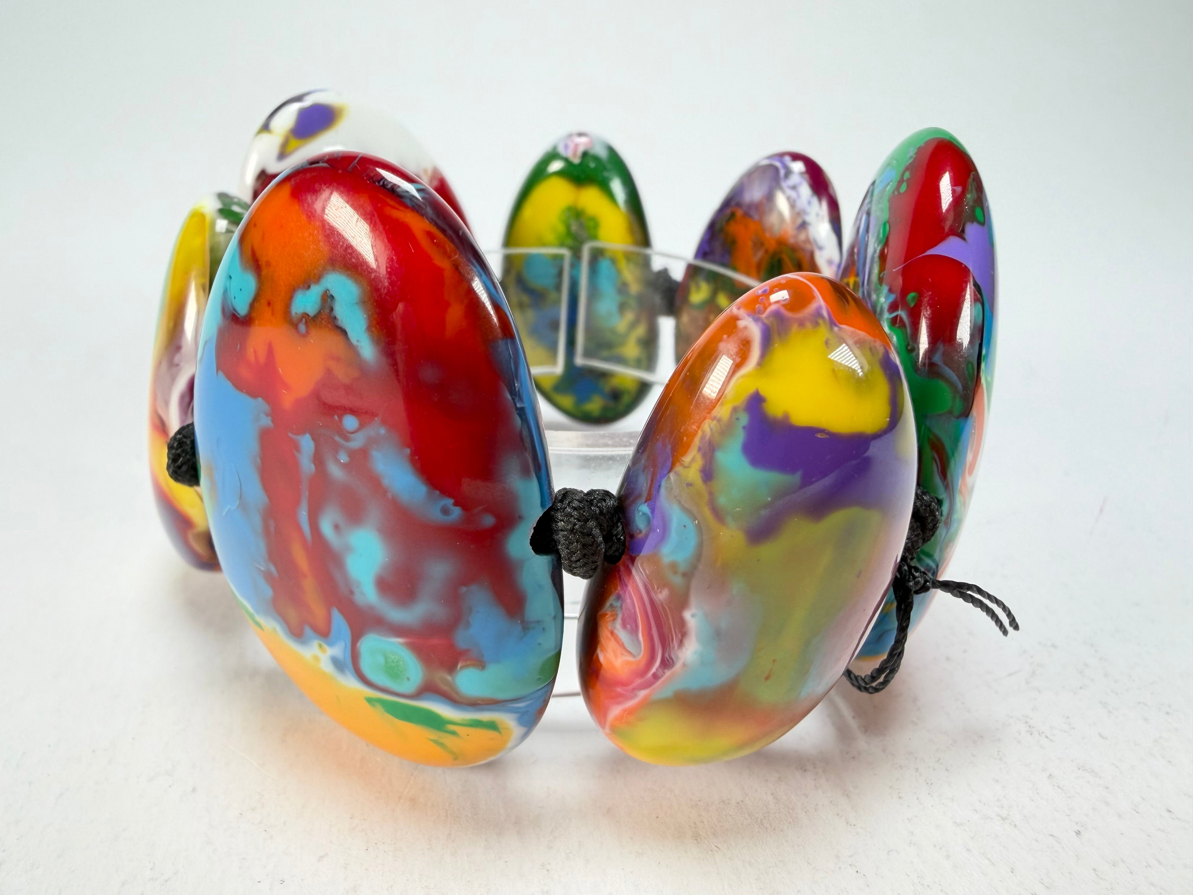 Sobral - Multi-Colour "Wassily" Pollock Elasticated Resin Bracelet ( 003716 )