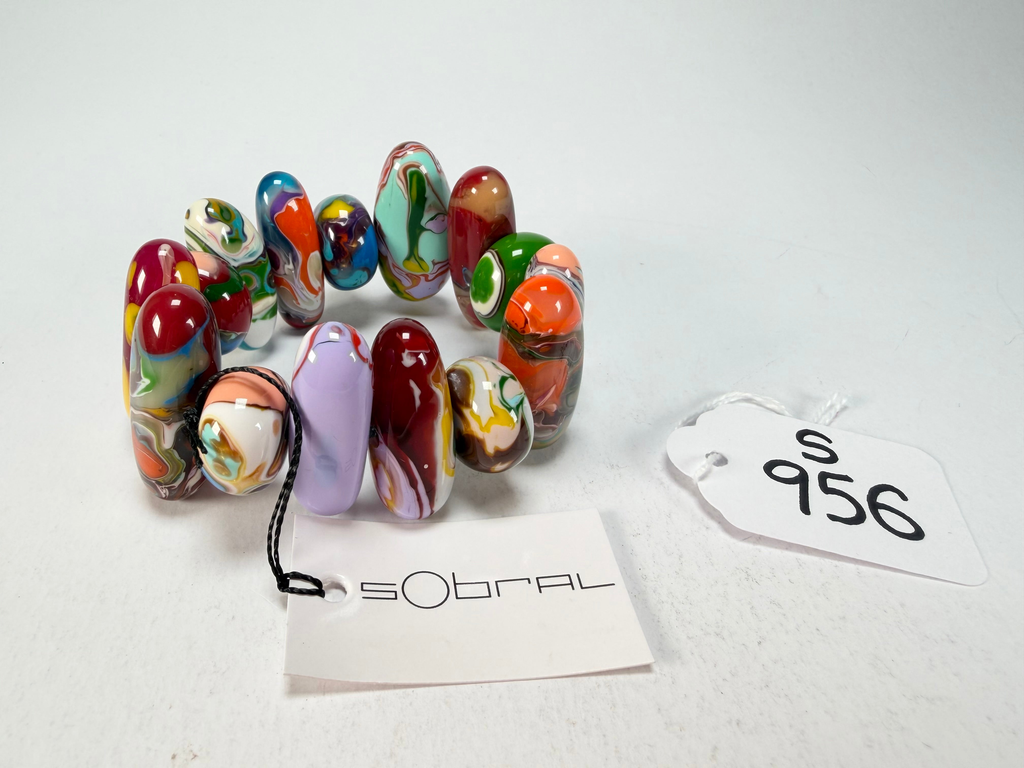 Sobral - Multi-Colour "Newanderthal" Pollock Elasticated Resin Bracelet ( 005263 )