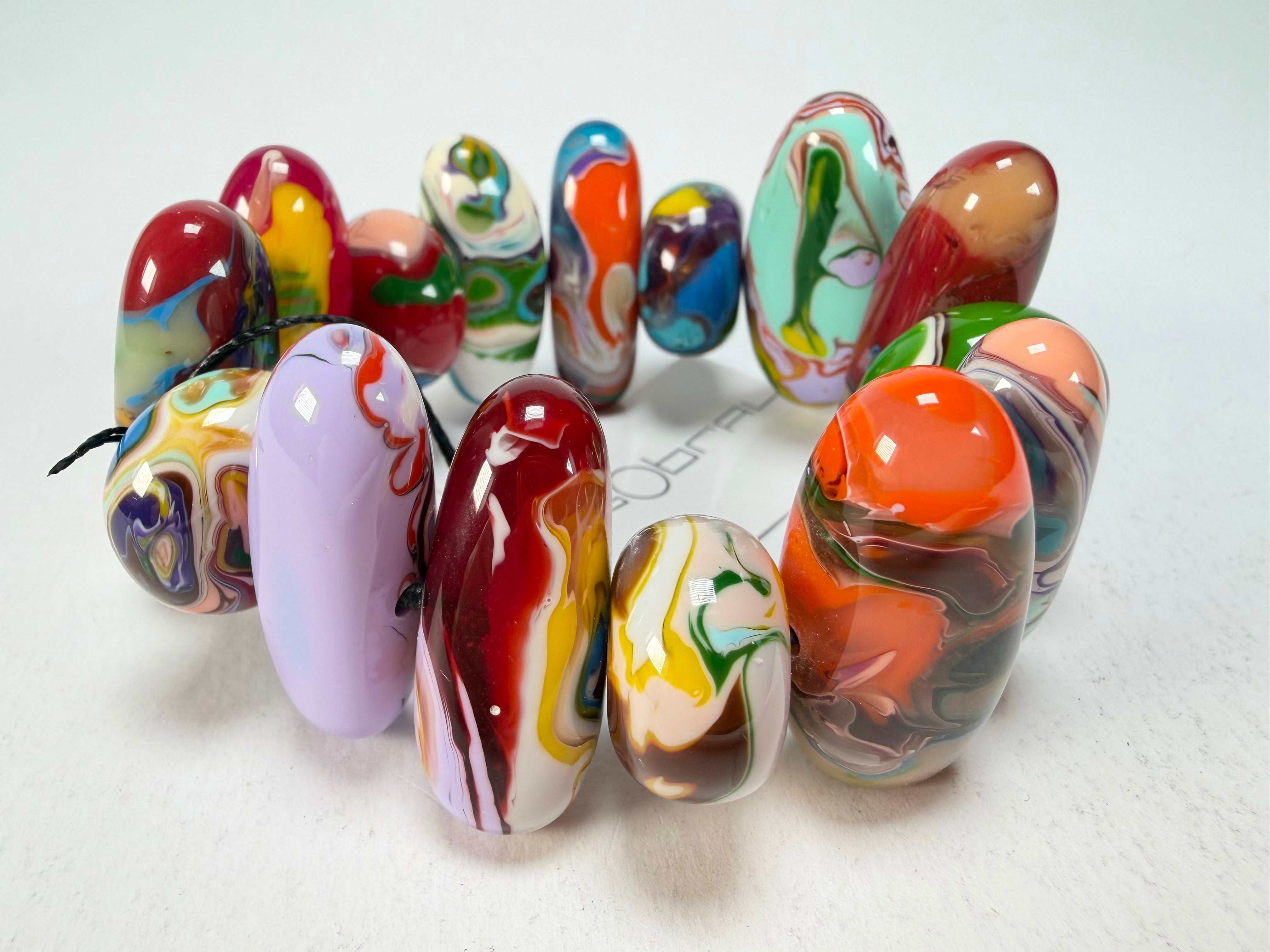 Sobral - Multi-Colour "Newanderthal" Pollock Elasticated Resin Bracelet ( 005263 )