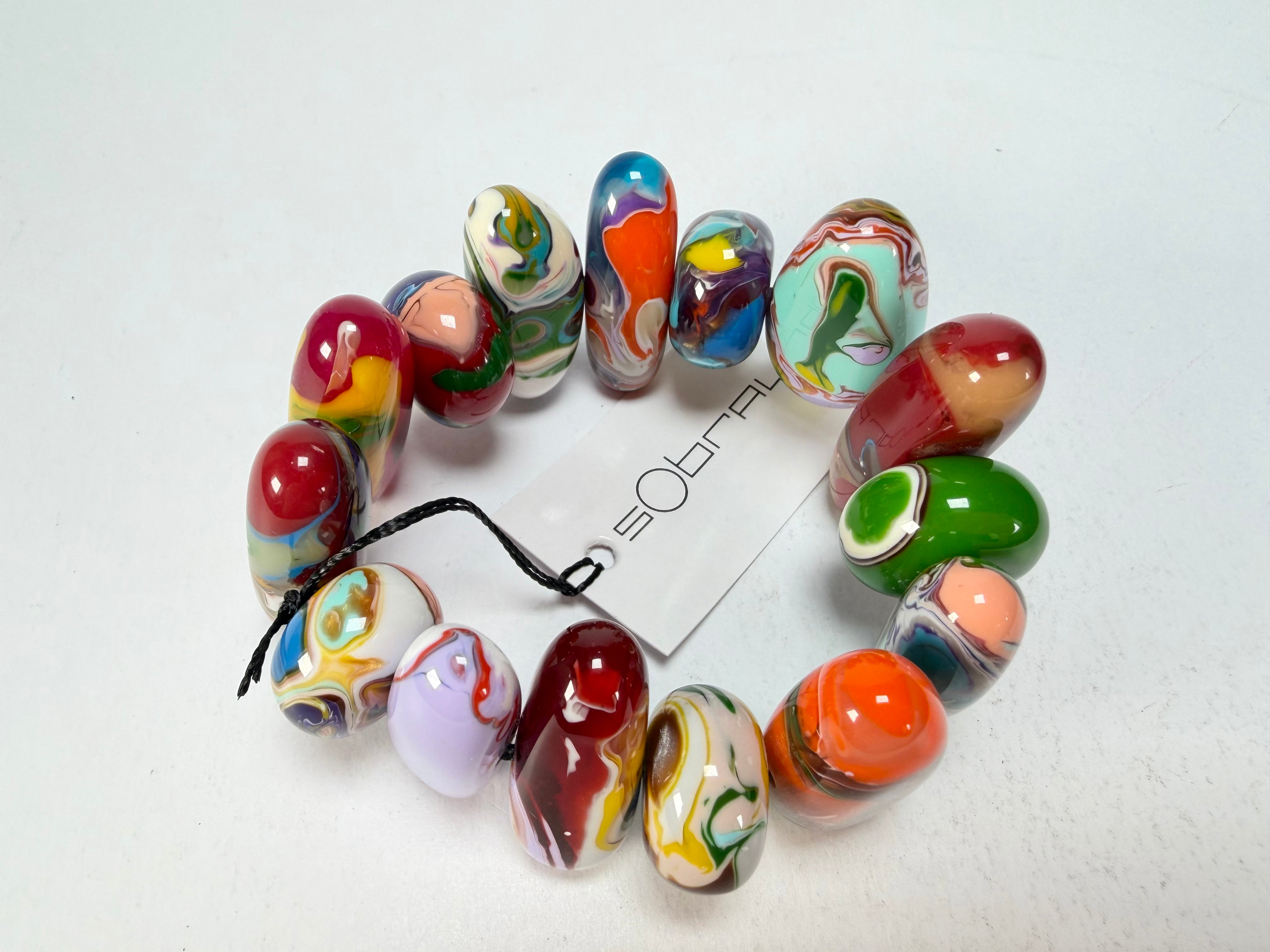 Sobral - Multi-Colour "Newanderthal" Pollock Elasticated Resin Bracelet ( 005263 )