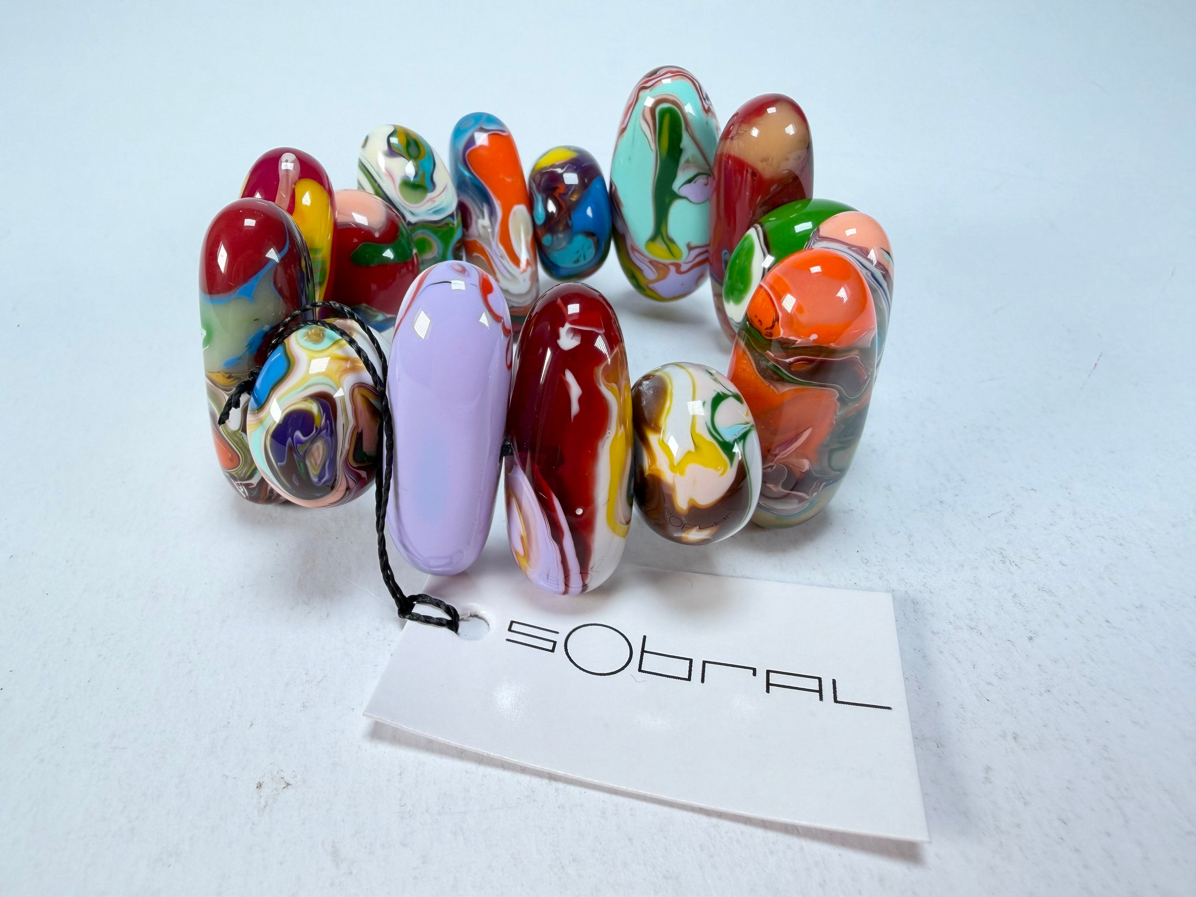 Sobral - Multi-Colour "Newanderthal" Pollock Elasticated Resin Bracelet ( 005263 )