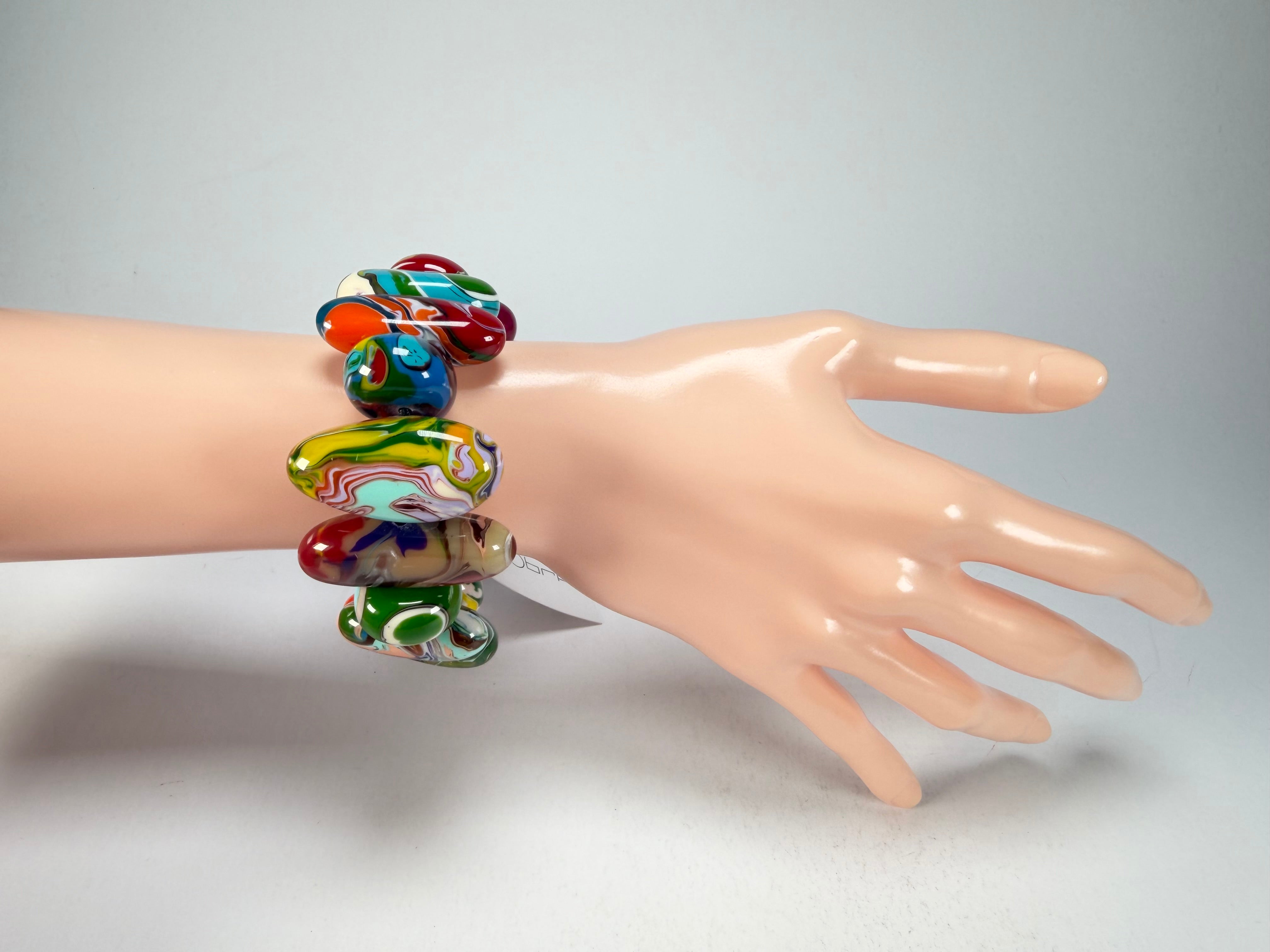 Sobral - Multi-Colour "Newanderthal" Pollock Elasticated Resin Bracelet ( 005263 )