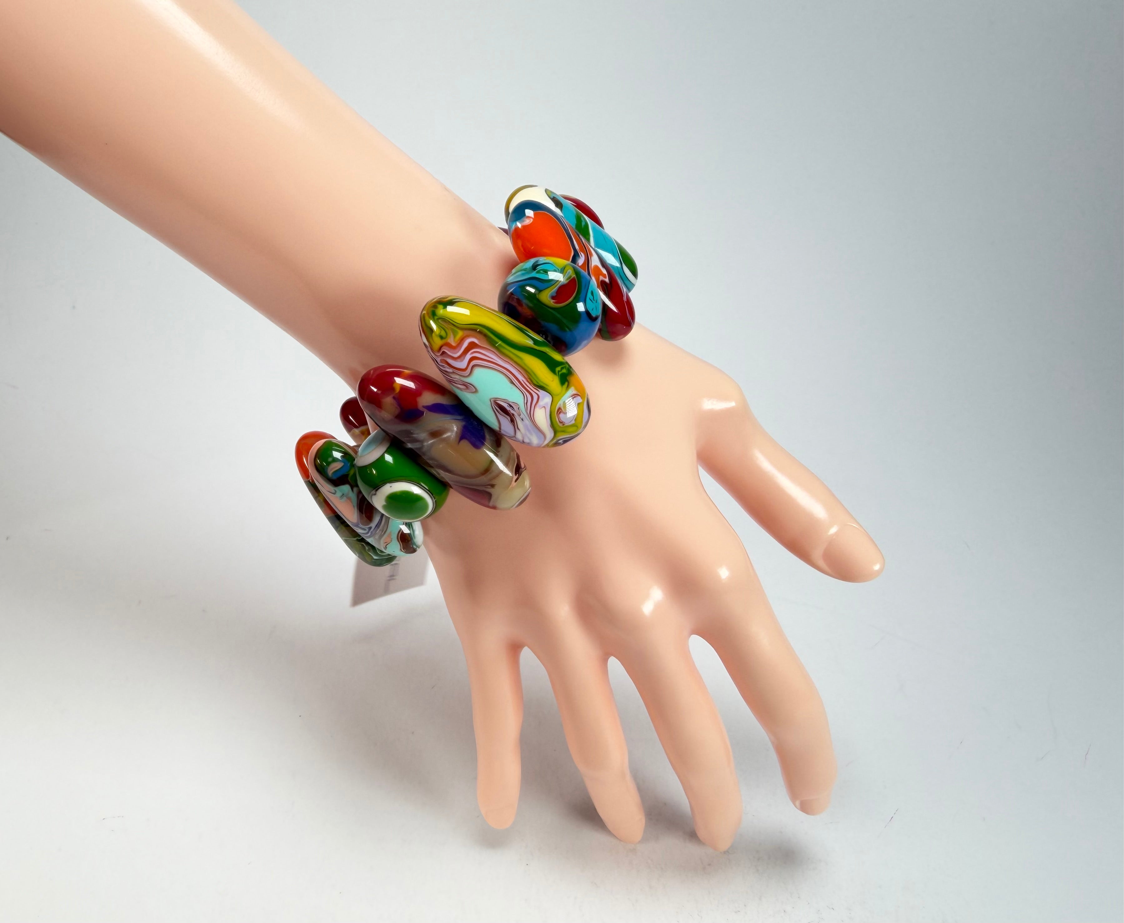 Sobral - Multi-Colour "Newanderthal" Pollock Elasticated Resin Bracelet ( 005263 )