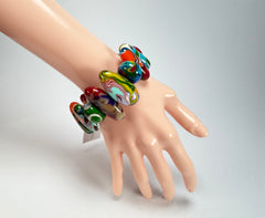 Sobral - Multi-Colour "Newanderthal" Pollock Elasticated Resin Bracelet ( 005263 )