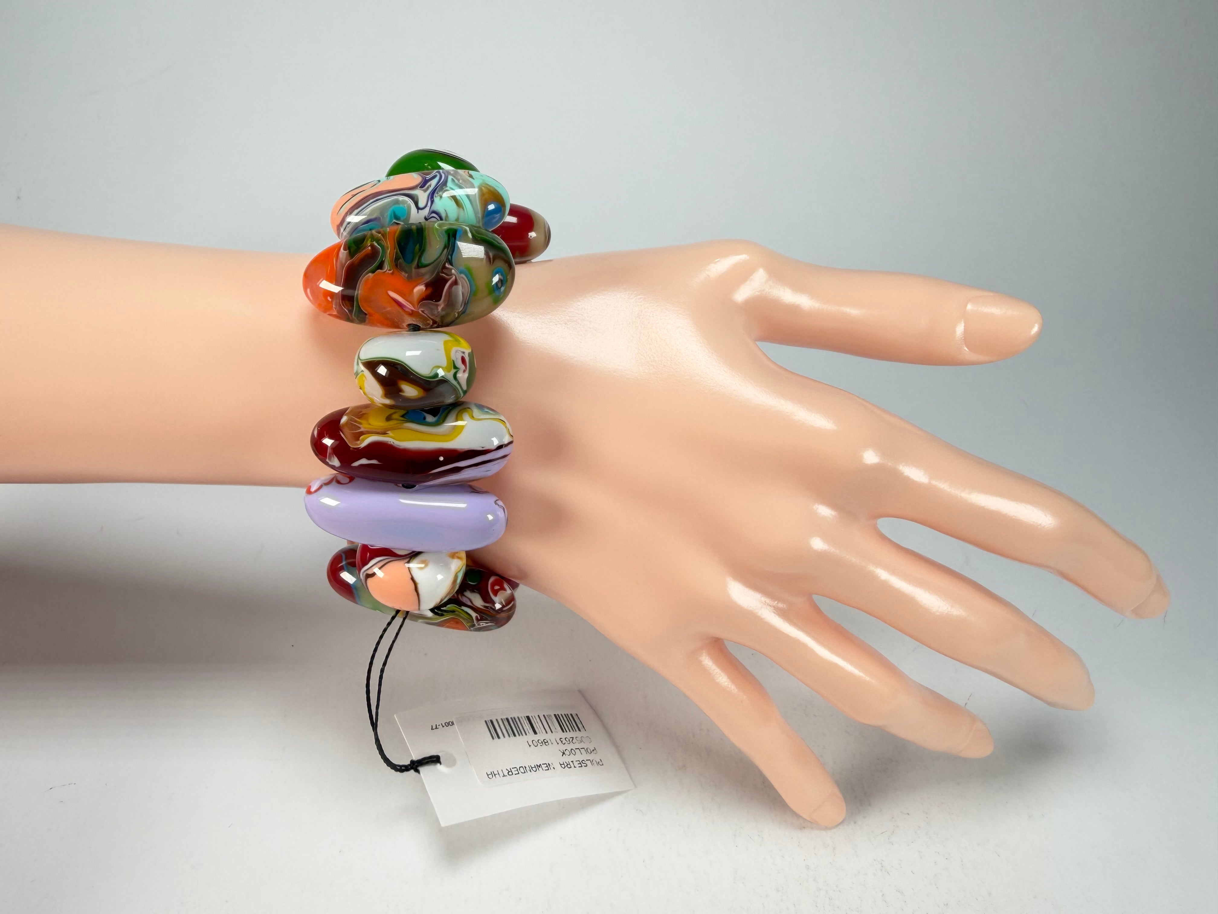 Sobral - Multi-Colour "Newanderthal" Pollock Elasticated Resin Bracelet ( 005263 )