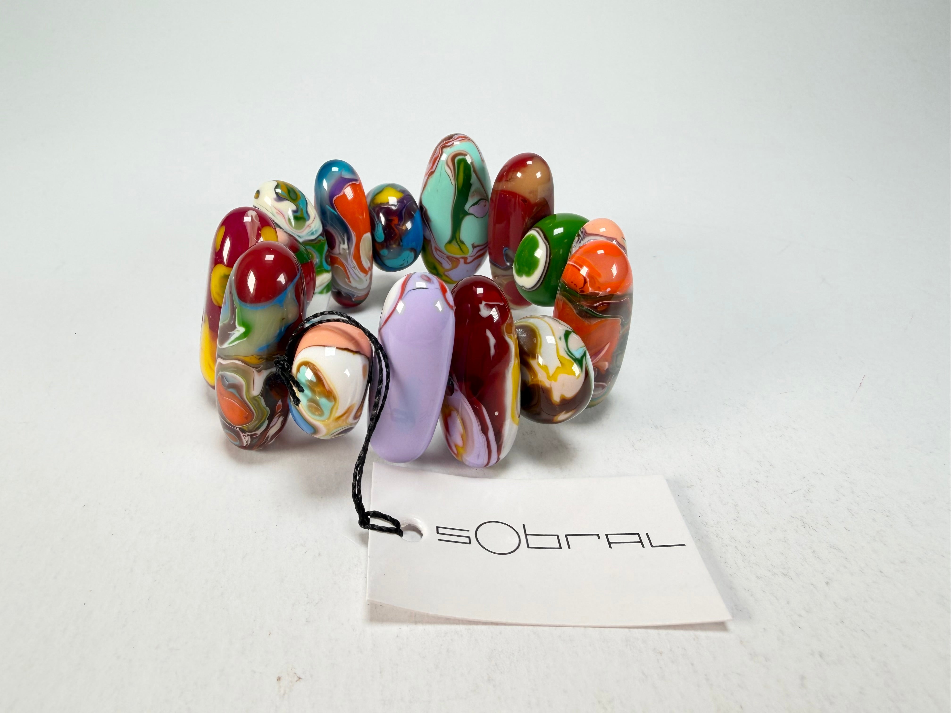 Sobral - Multi-Colour "Newanderthal" Pollock Elasticated Resin Bracelet ( 005263 )