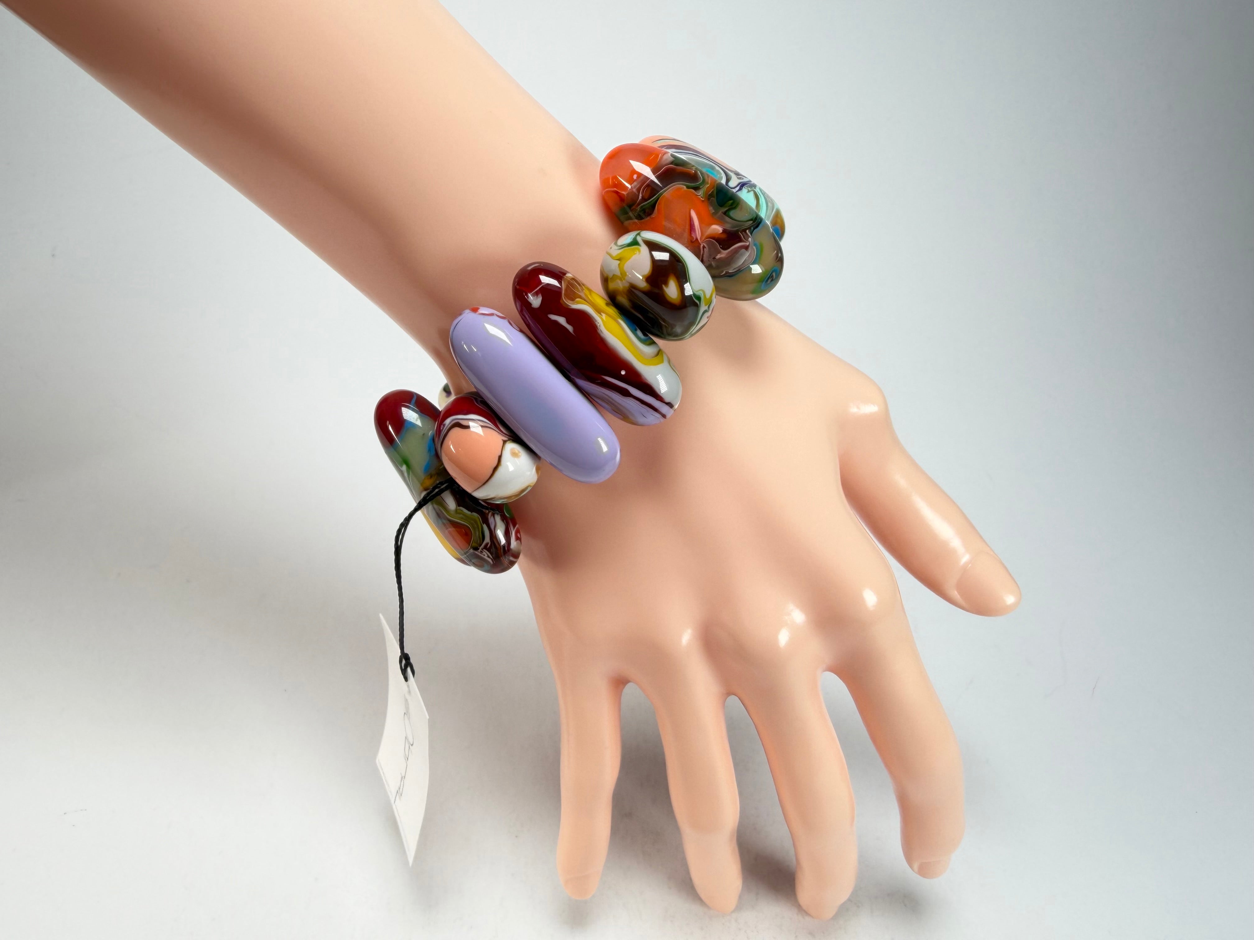 Sobral - Multi-Colour "Newanderthal" Pollock Elasticated Resin Bracelet ( 005263 )