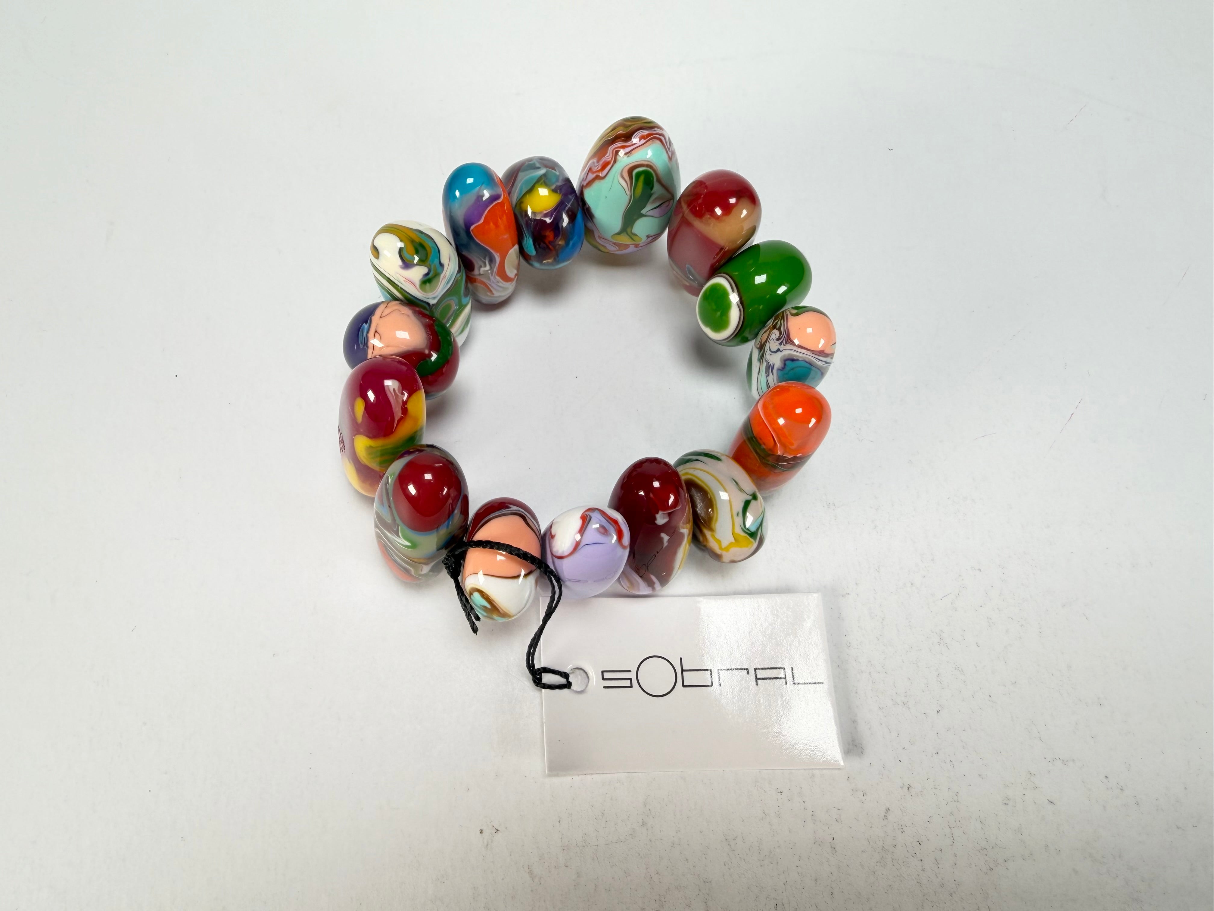 Sobral - Multi-Colour "Newanderthal" Pollock Elasticated Resin Bracelet ( 005263 )