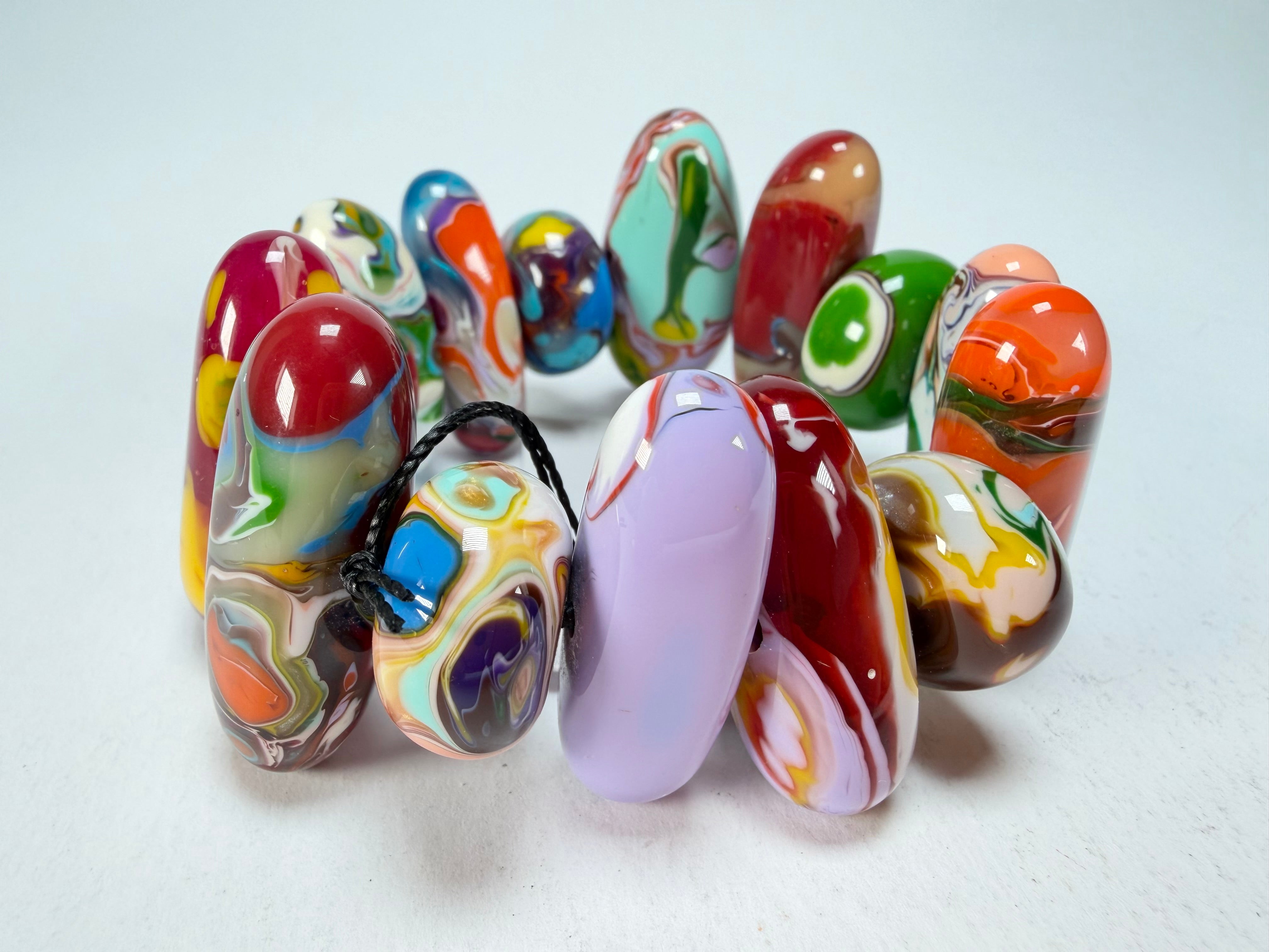 Sobral - Multi-Colour "Newanderthal" Pollock Elasticated Resin Bracelet ( 005263 )