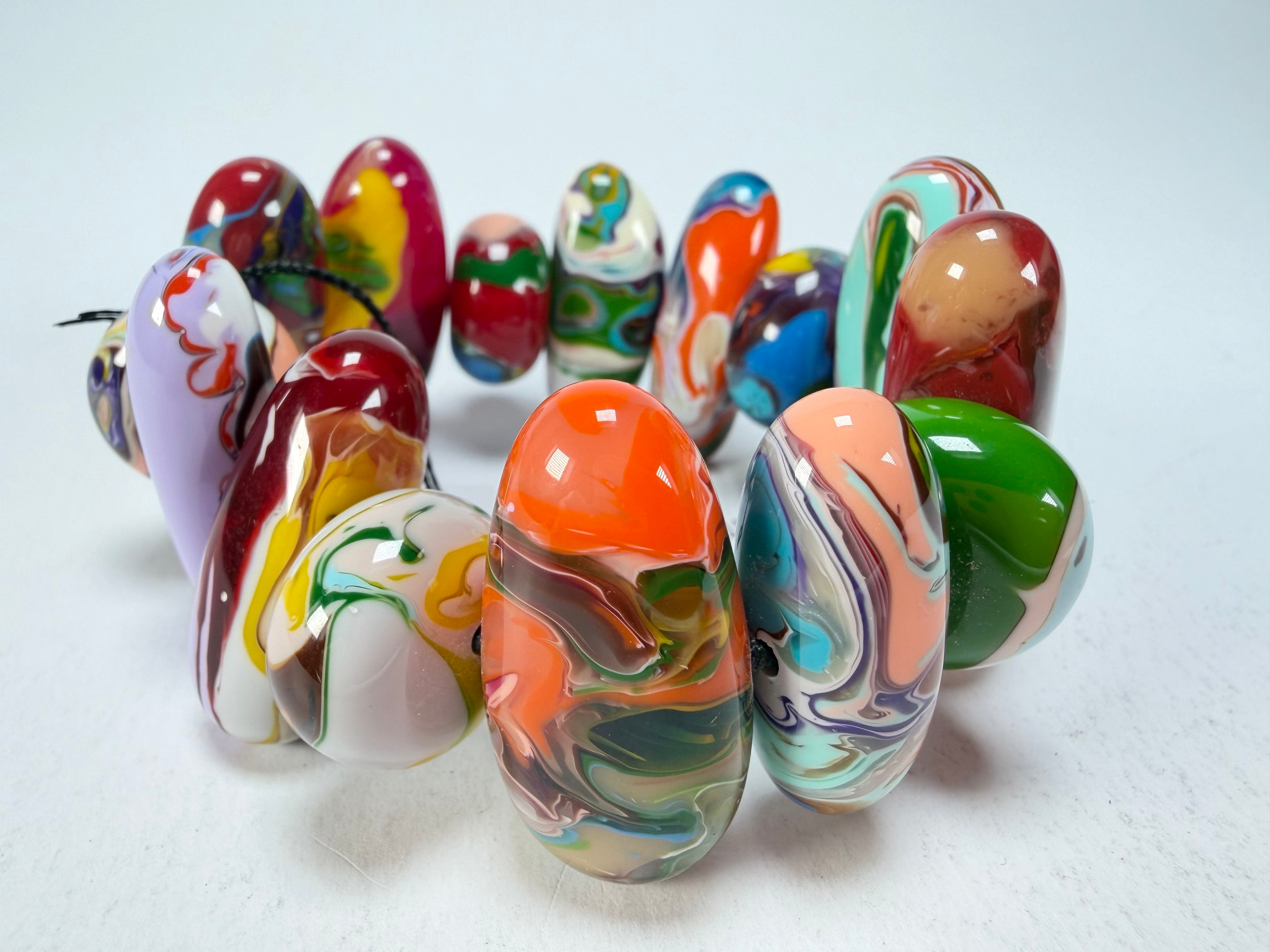 Sobral - Multi-Colour "Newanderthal" Pollock Elasticated Resin Bracelet ( 005263 )