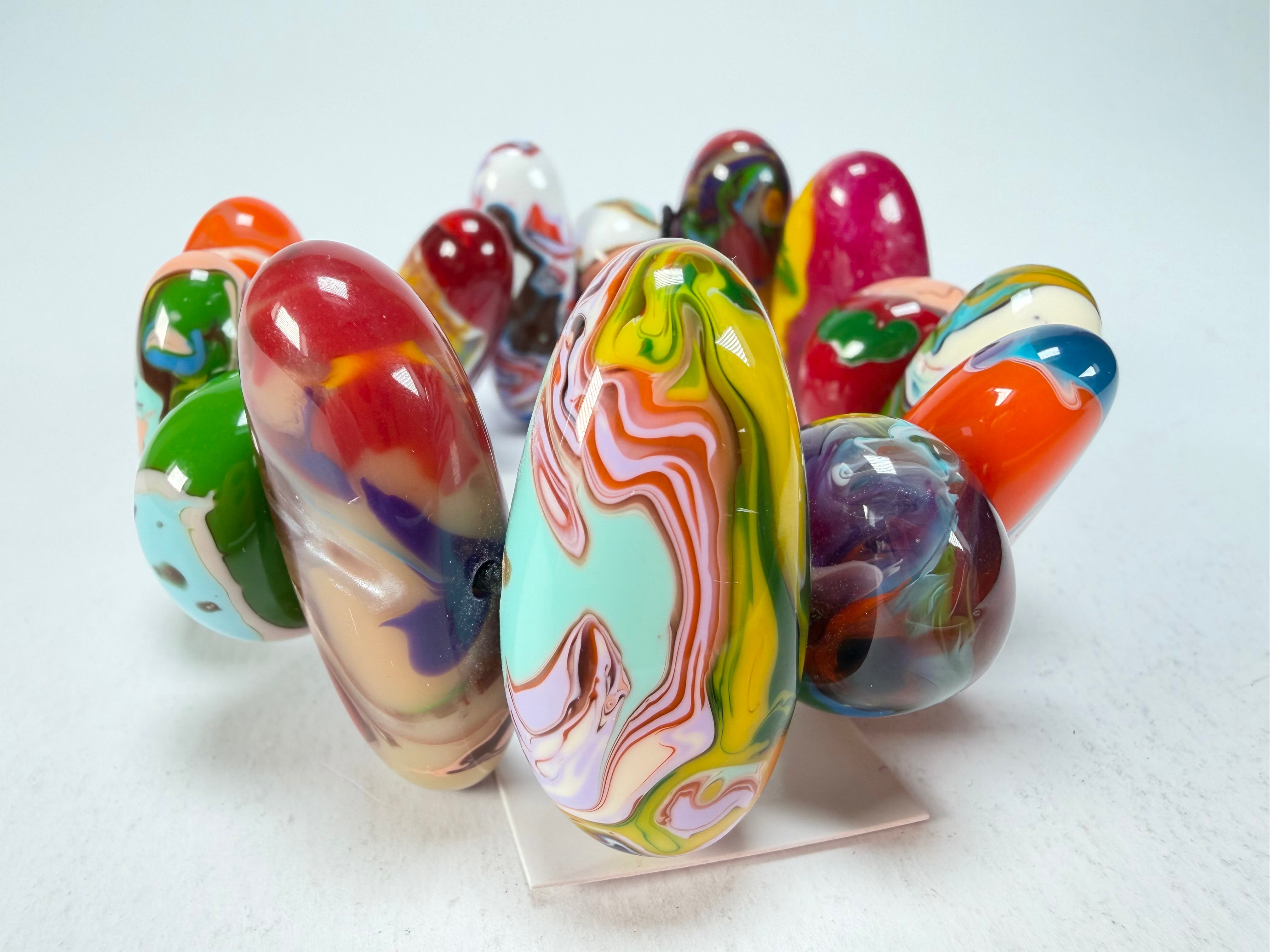 Sobral - Multi-Colour "Newanderthal" Pollock Elasticated Resin Bracelet ( 005263 )