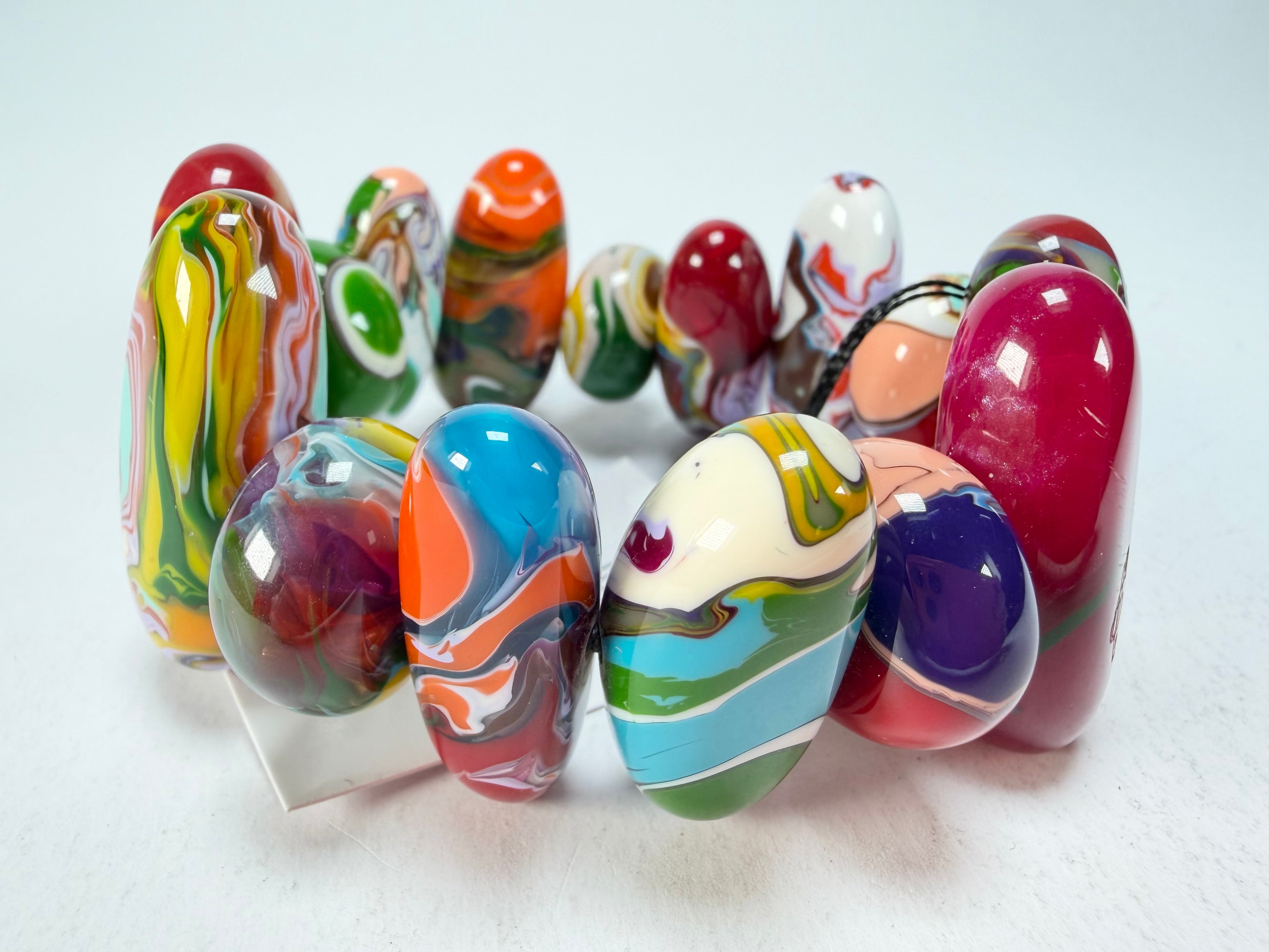 Sobral - Multi-Colour "Newanderthal" Pollock Elasticated Resin Bracelet ( 005263 )