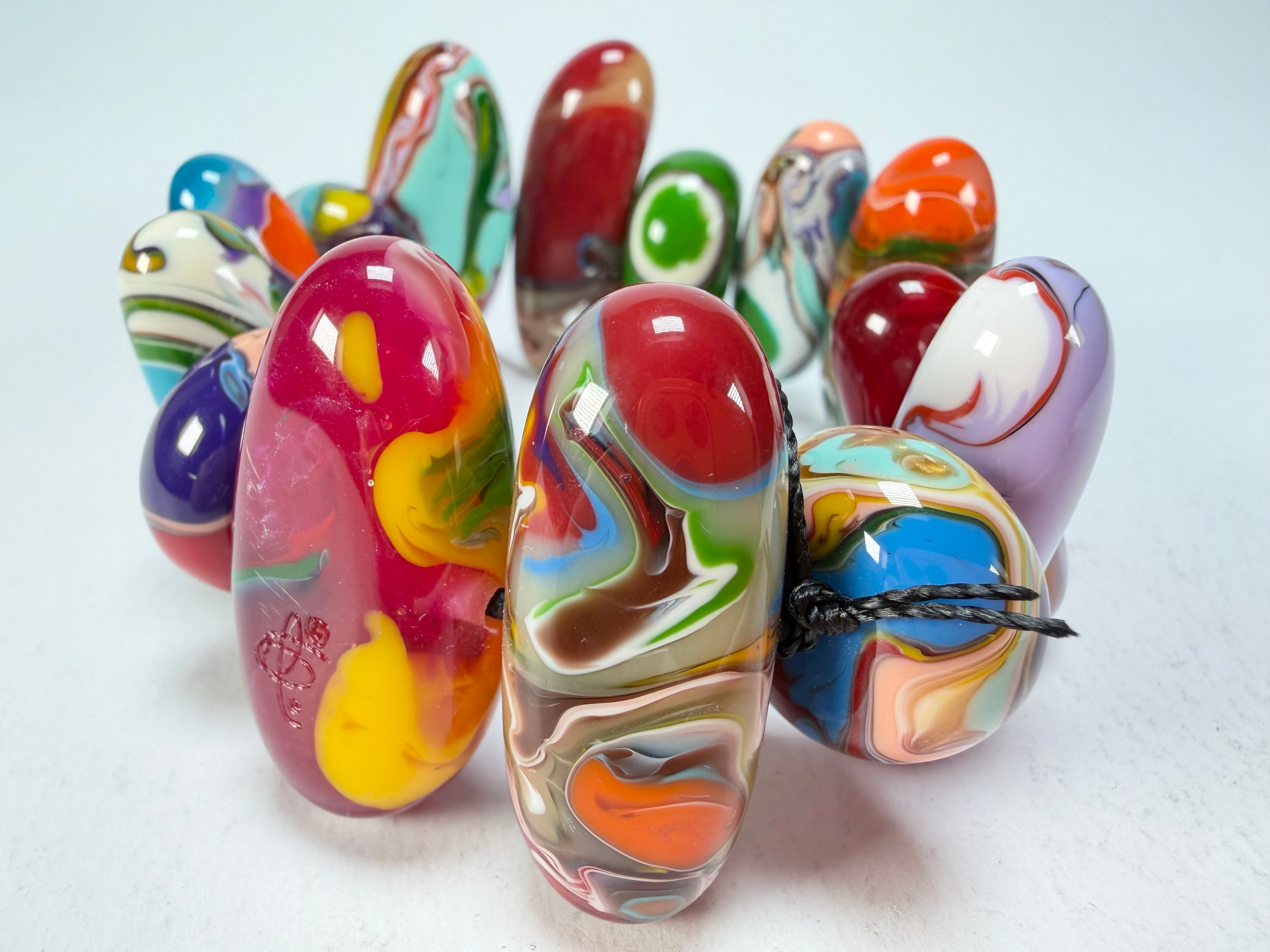 Sobral - Multi-Colour "Newanderthal" Pollock Elasticated Resin Bracelet ( 005263 )