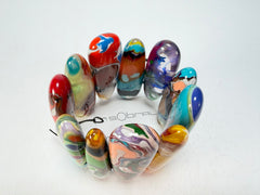 Sobral - Multi-Colour "Leaf" Pollock Elasticated Resin Bracelet ( 005520 )